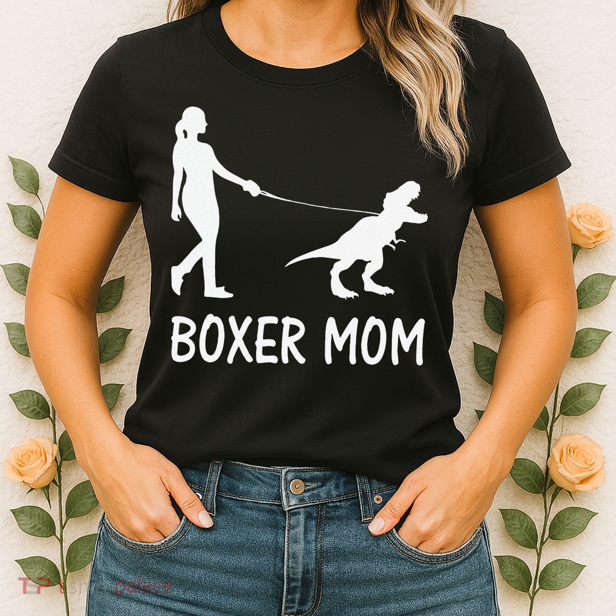 Boxer Mom Dog Boxer Mama Dinosaur Women Mother's Day Women's T-Shirt