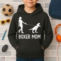 Boxer Mom Dog Boxer Mama Dinosaur Women Mother's Day Kids Hoodie thumb 2