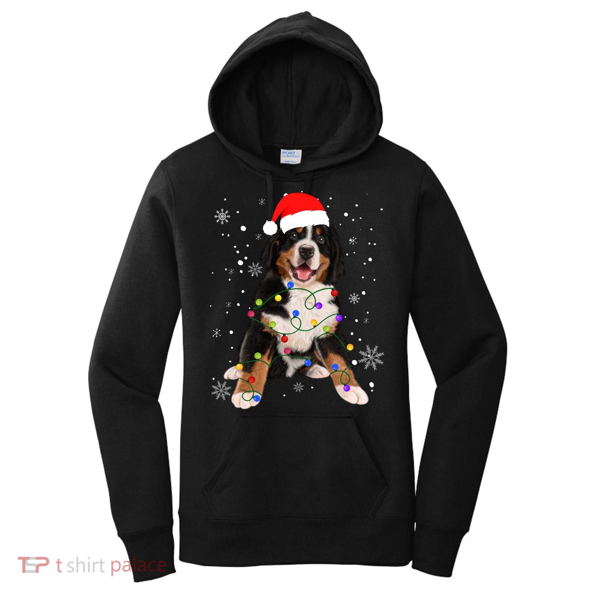 Bernese Mountain Dog Lights Christmas Matching Family Funny Gift Women's Hoodie
