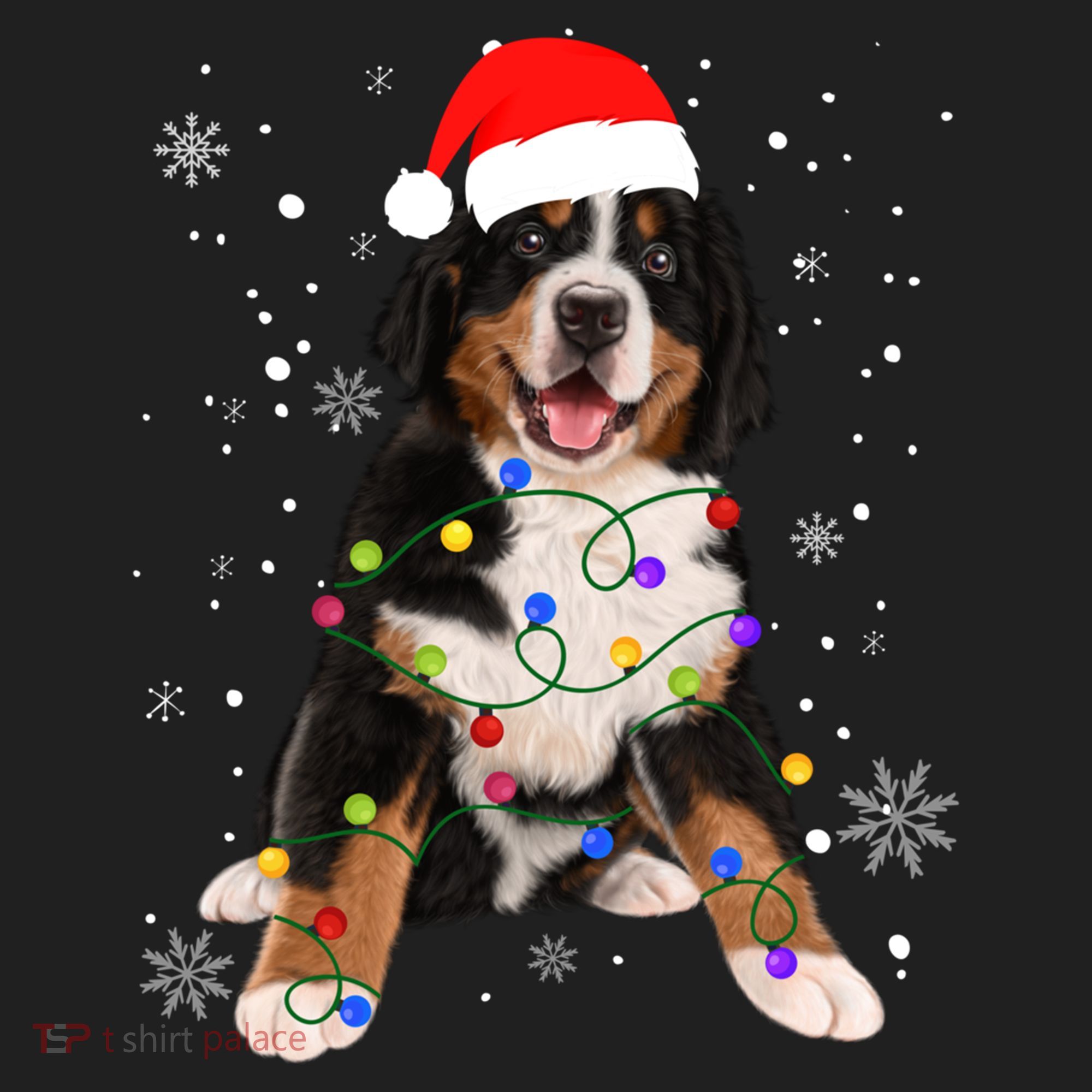 Bernese Mountain Dog Lights Christmas Matching Family Funny Gift Golf Towel