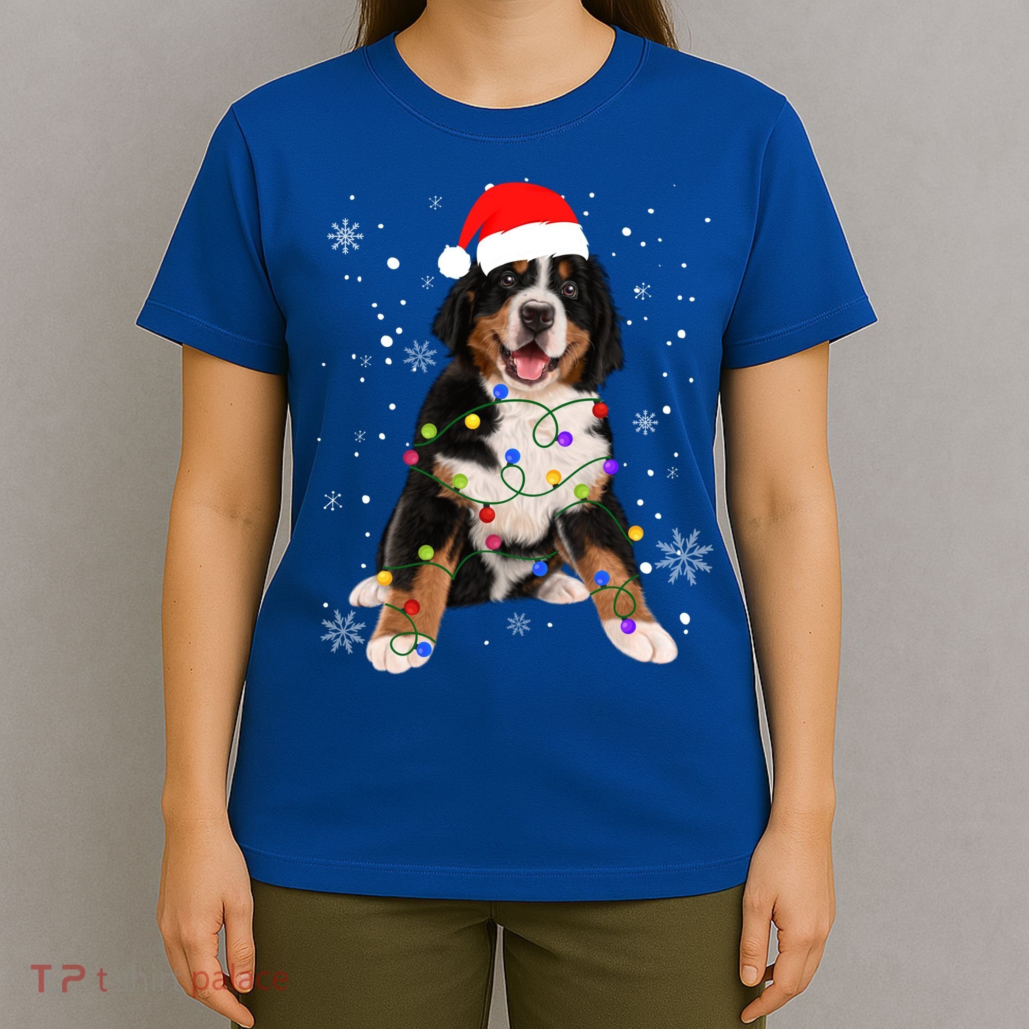 Bernese Mountain Dog Lights Christmas Matching Family Funny Gift T-Shirt