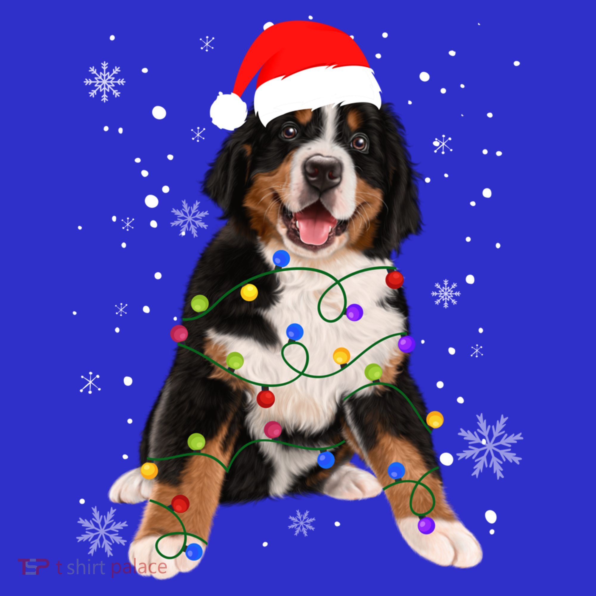 Bernese Mountain Dog Lights Christmas Matching Family Funny Gift T-Shirt