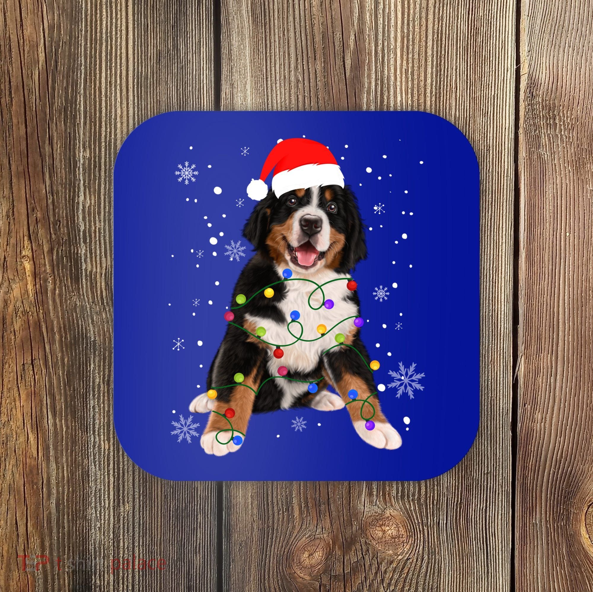 Bernese Mountain Dog Lights Christmas Matching Family Funny Gift Coaster