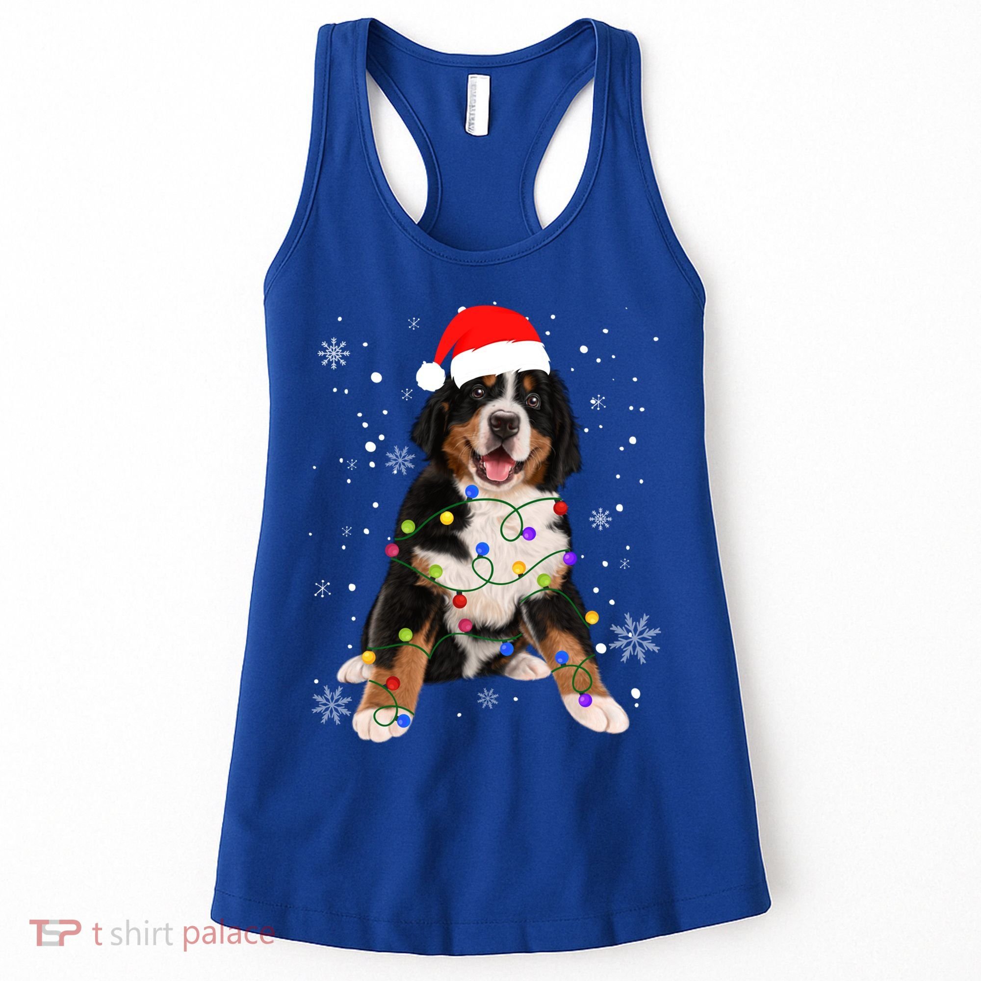 Bernese Mountain Dog Lights Christmas Matching Family Funny Gift Women's Tank Top