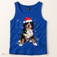 Bernese Mountain Dog Lights Christmas Matching Family Funny Gift Tank Top thumb 2