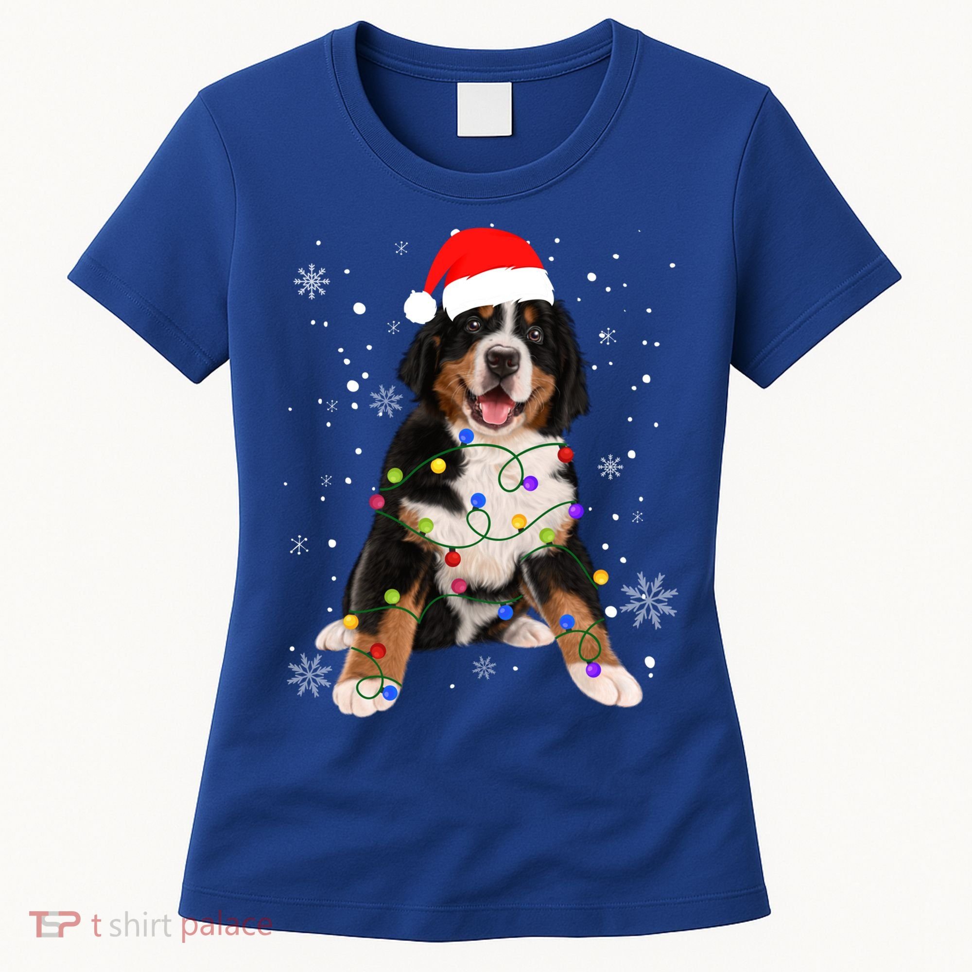 Bernese Mountain Dog Lights Christmas Matching Family Funny Gift Women's T-Shirt