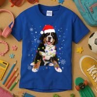 Bernese Mountain Dog Lights Christmas Matching Family Funny Gift Kids T-Shirt thumb 3