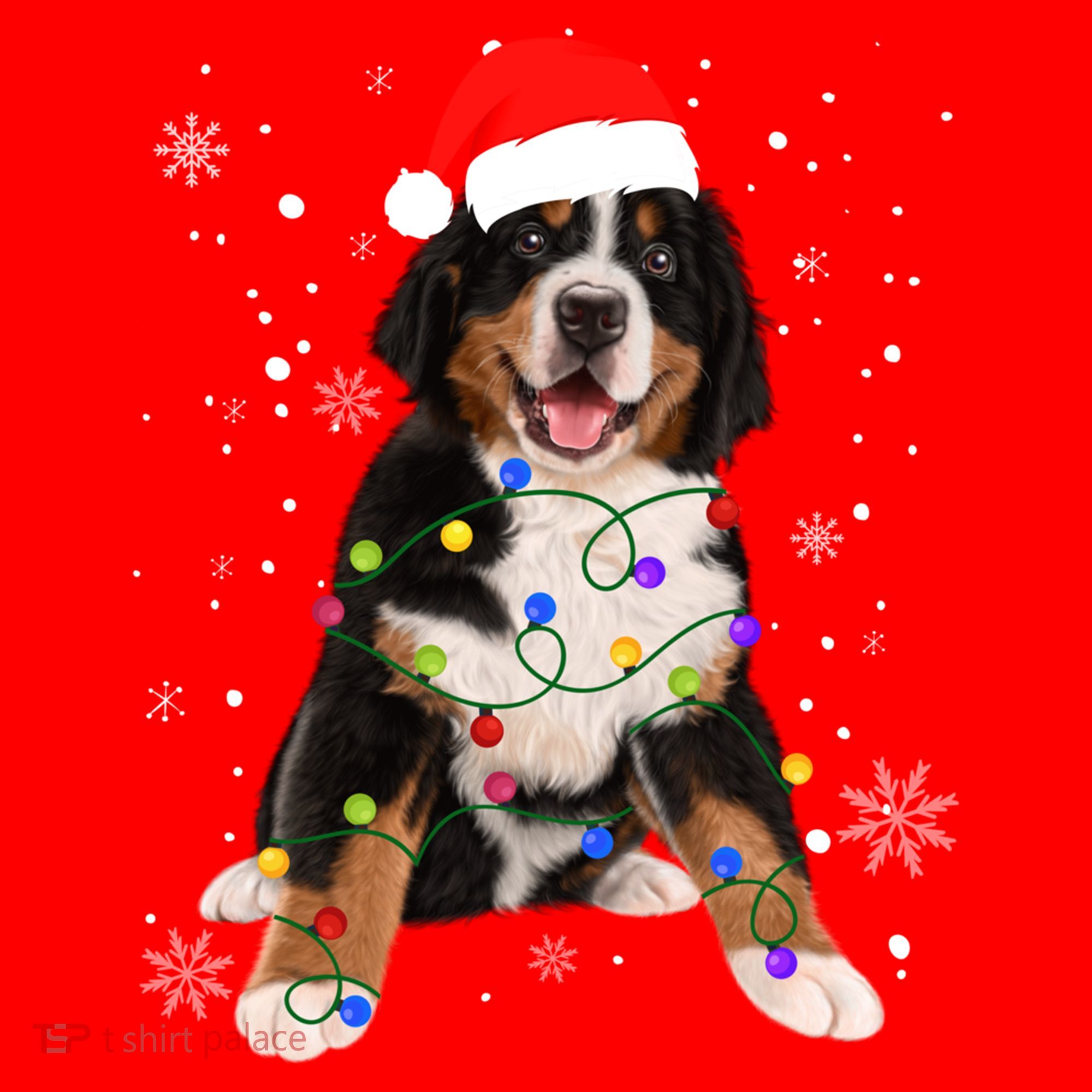 Bernese Mountain Dog Lights Christmas Matching Family Funny Gift Santa Hat
