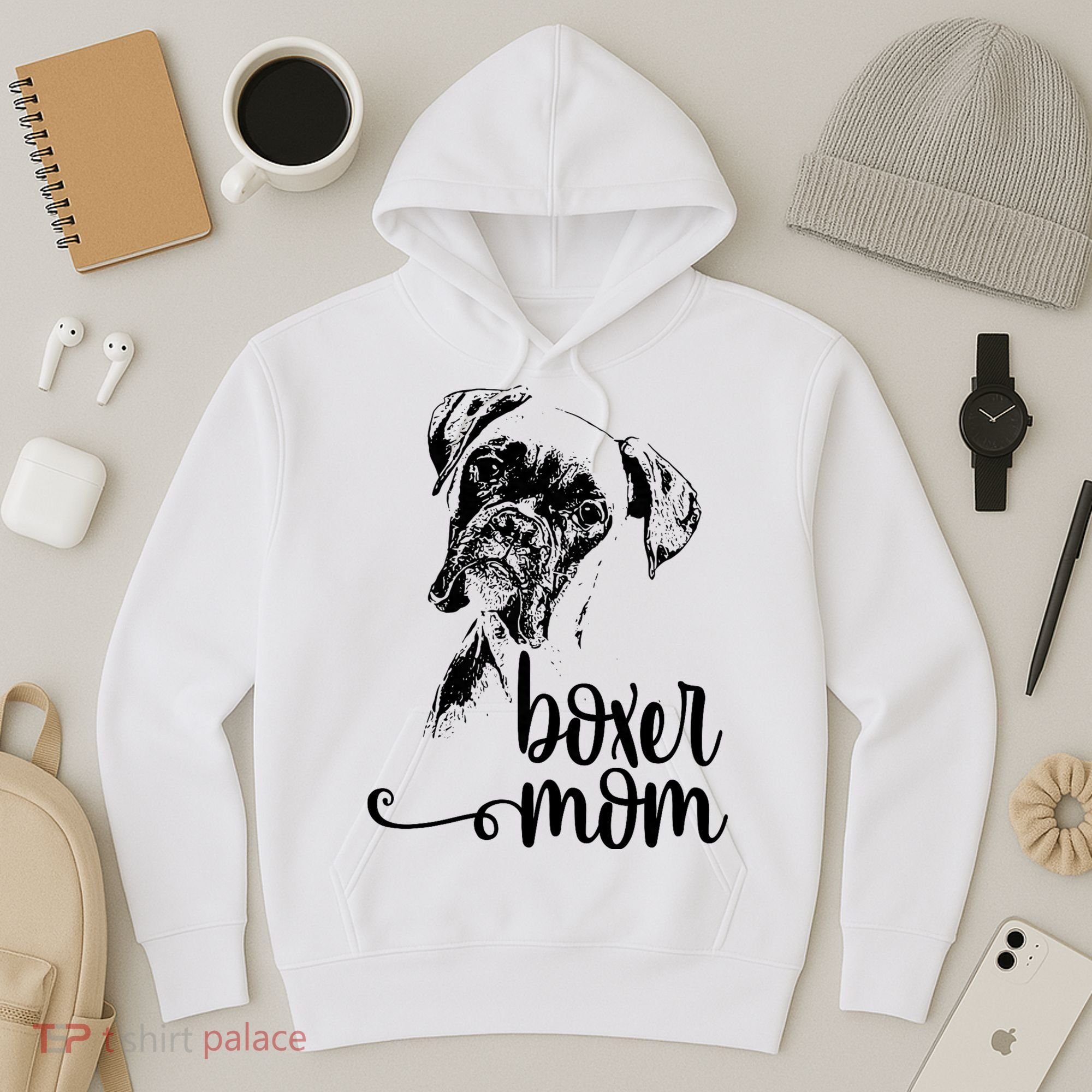 Boxer Mom Dog Face Dog Lovers Boxer Mom Hoodie