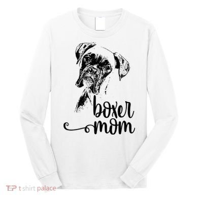 Boxer Mom Dog Face Dog Lovers Boxer Mom Long Sleeve Shirt
