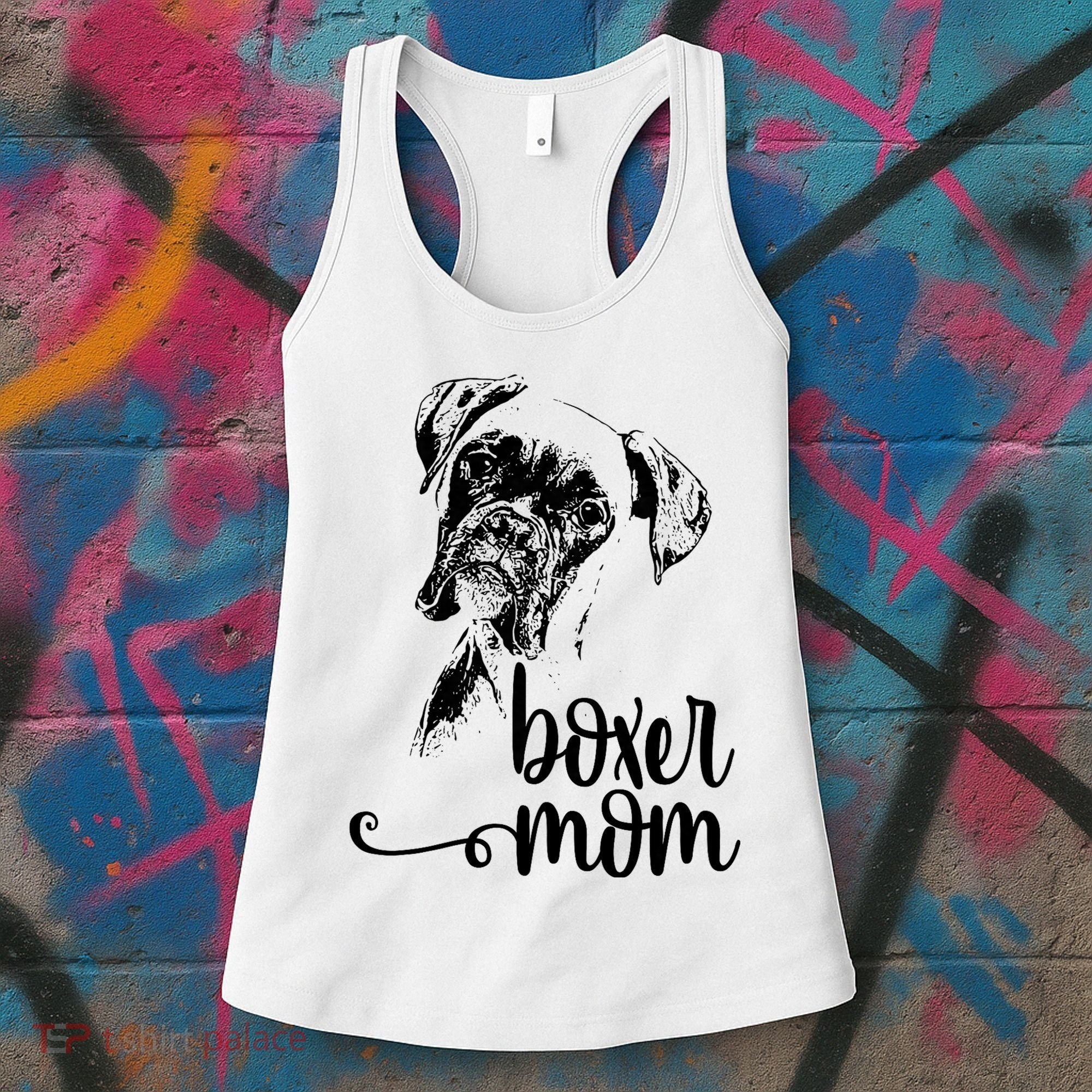 Boxer Mom Dog Face Dog Lovers Boxer Mom Women's Tank Top