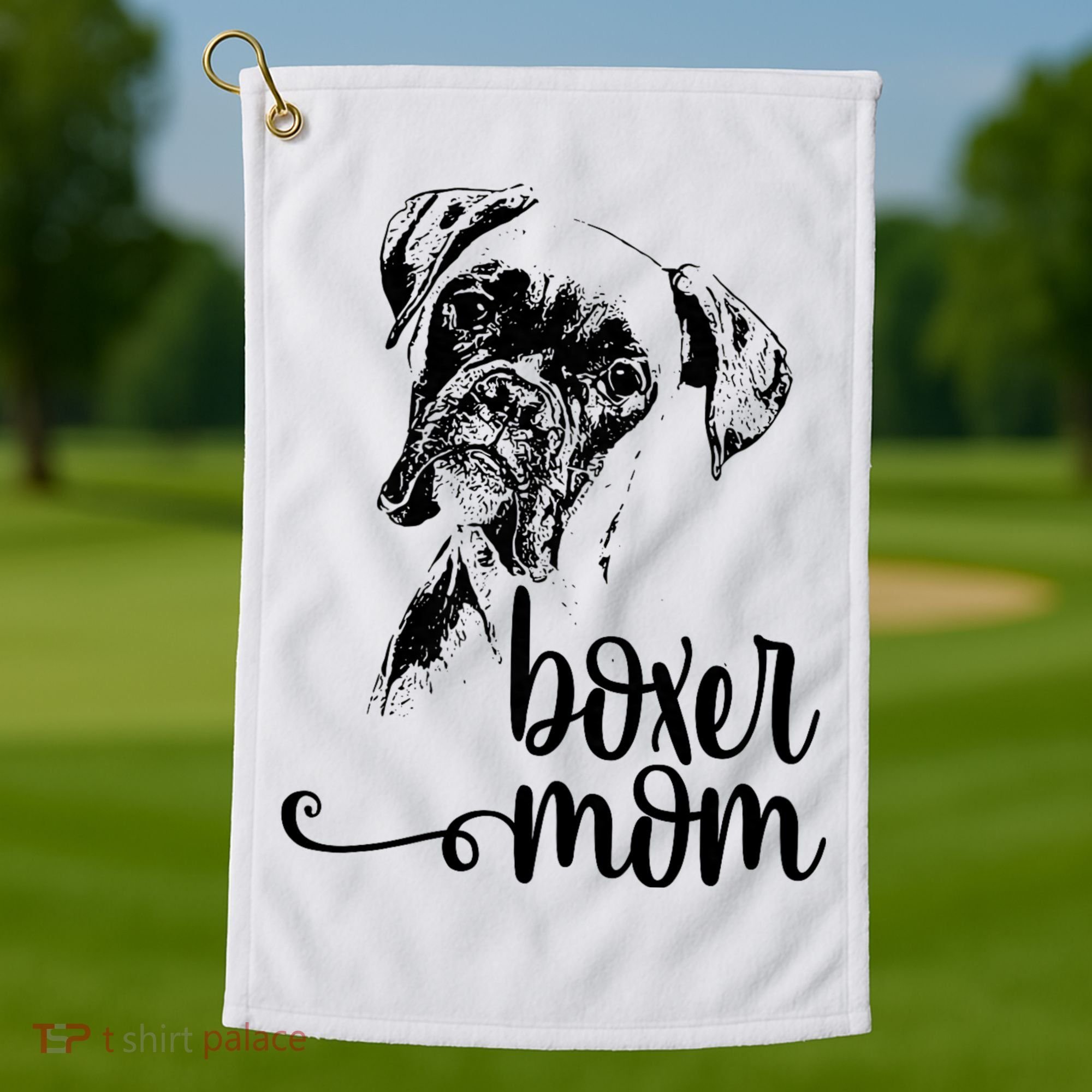 Boxer Mom Dog Face Dog Lovers Boxer Mom Golf Towel