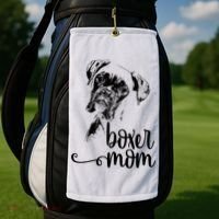 Boxer Mom Dog Face Dog Lovers Boxer Mom Golf Towel thumb 2