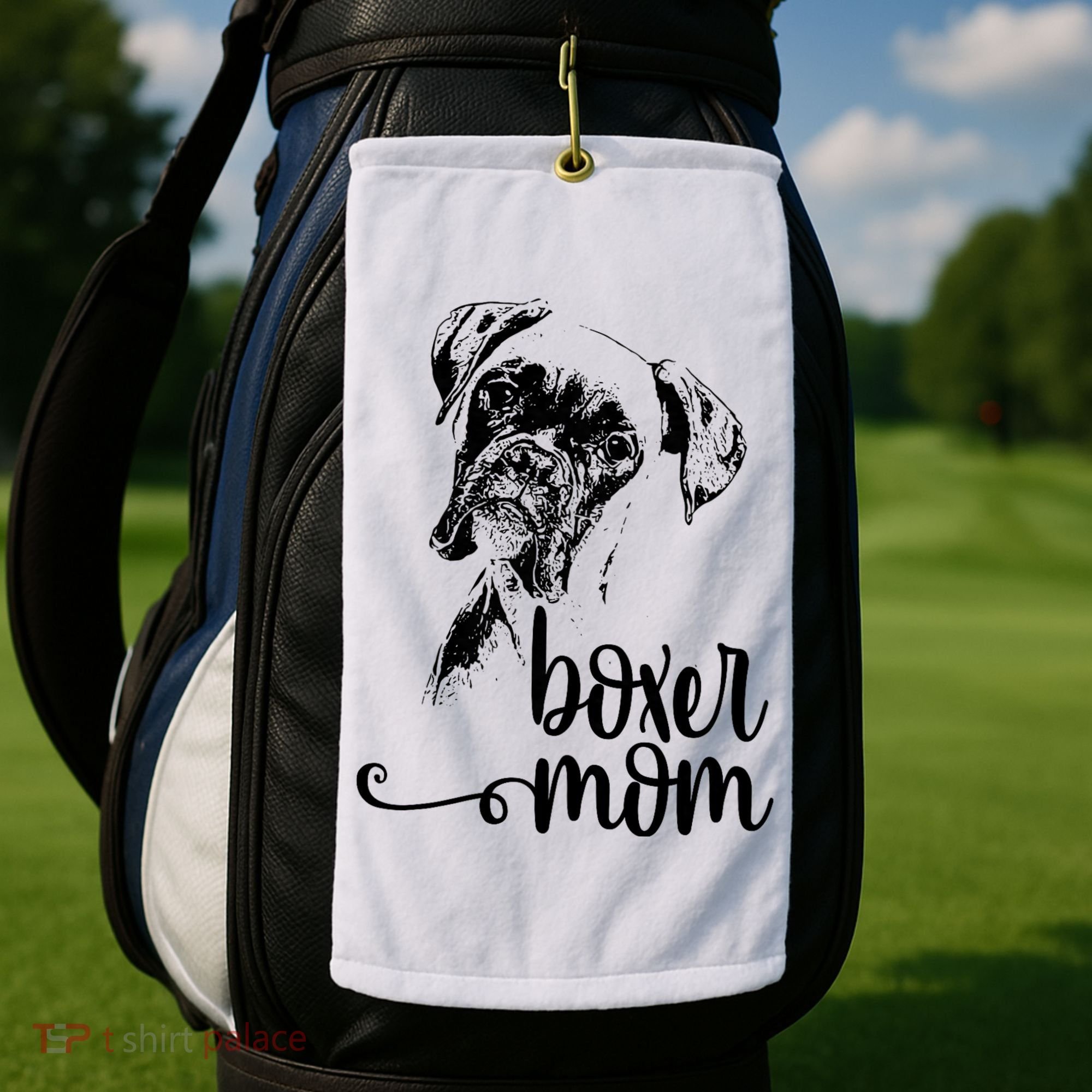 Boxer Mom Dog Face Dog Lovers Boxer Mom Golf Towel