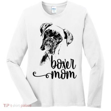 Boxer Mom Dog Face Dog Lovers Boxer Mom Women's Long Sleeve Shirt