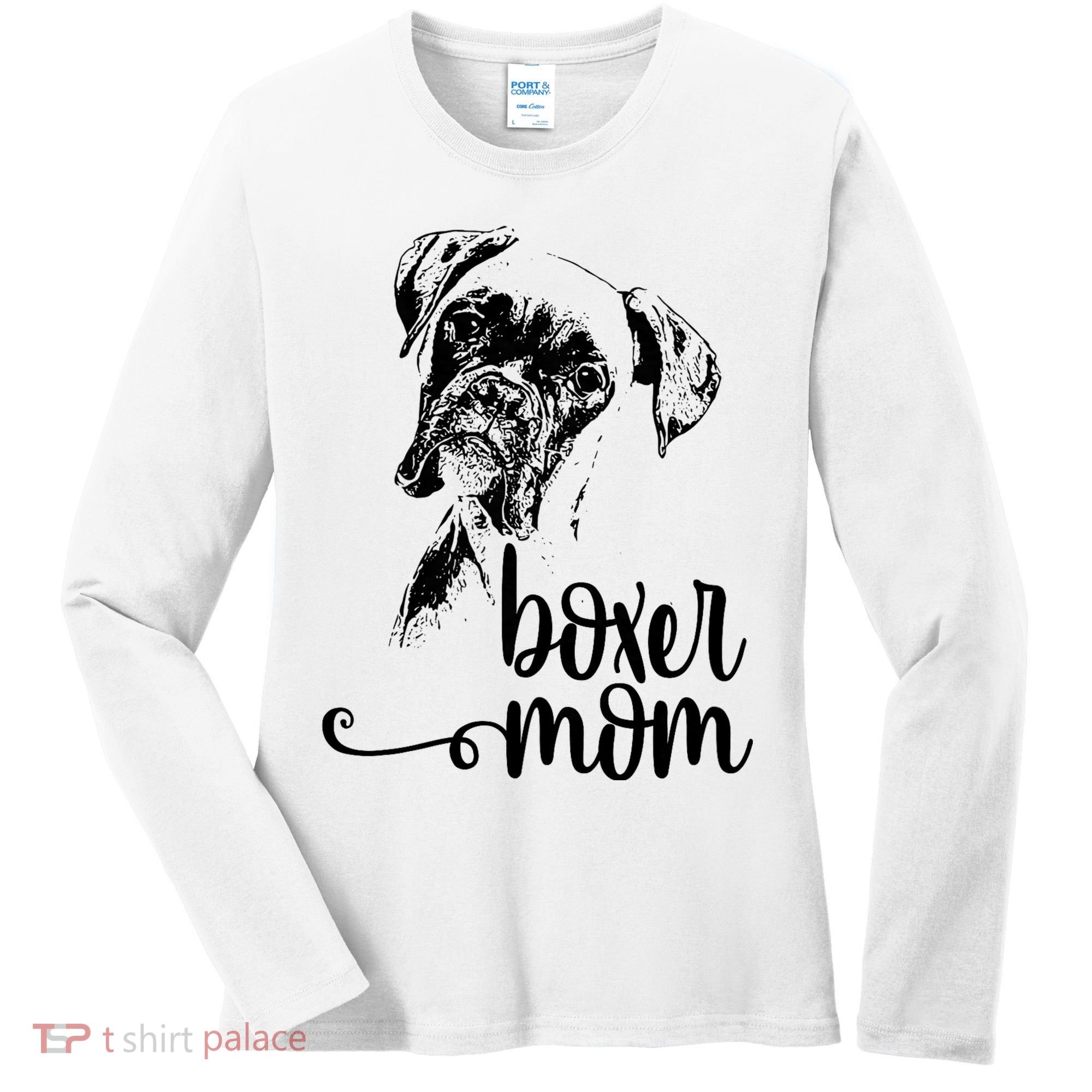 Boxer Mom Dog Face Dog Lovers Boxer Mom Women's Long Sleeve Shirt