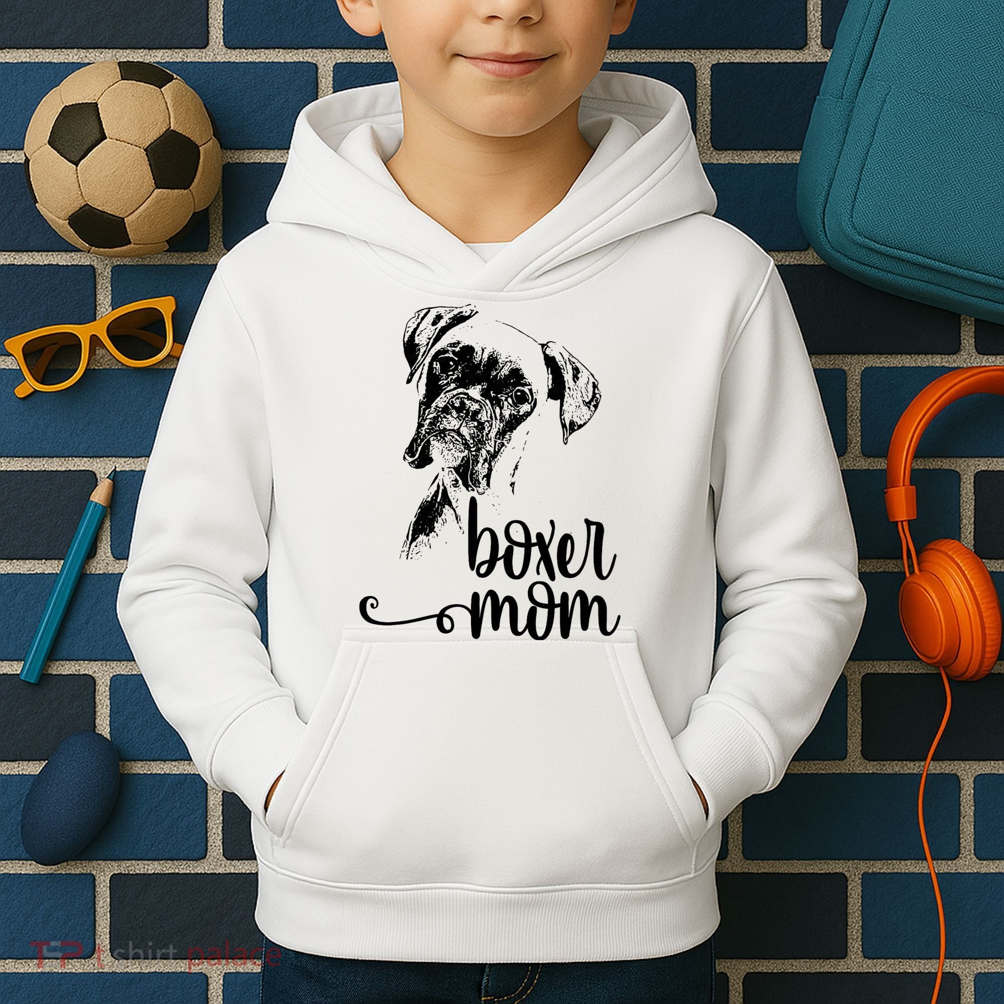 Boxer Mom Dog Face Dog Lovers Boxer Mom Kids Hoodie