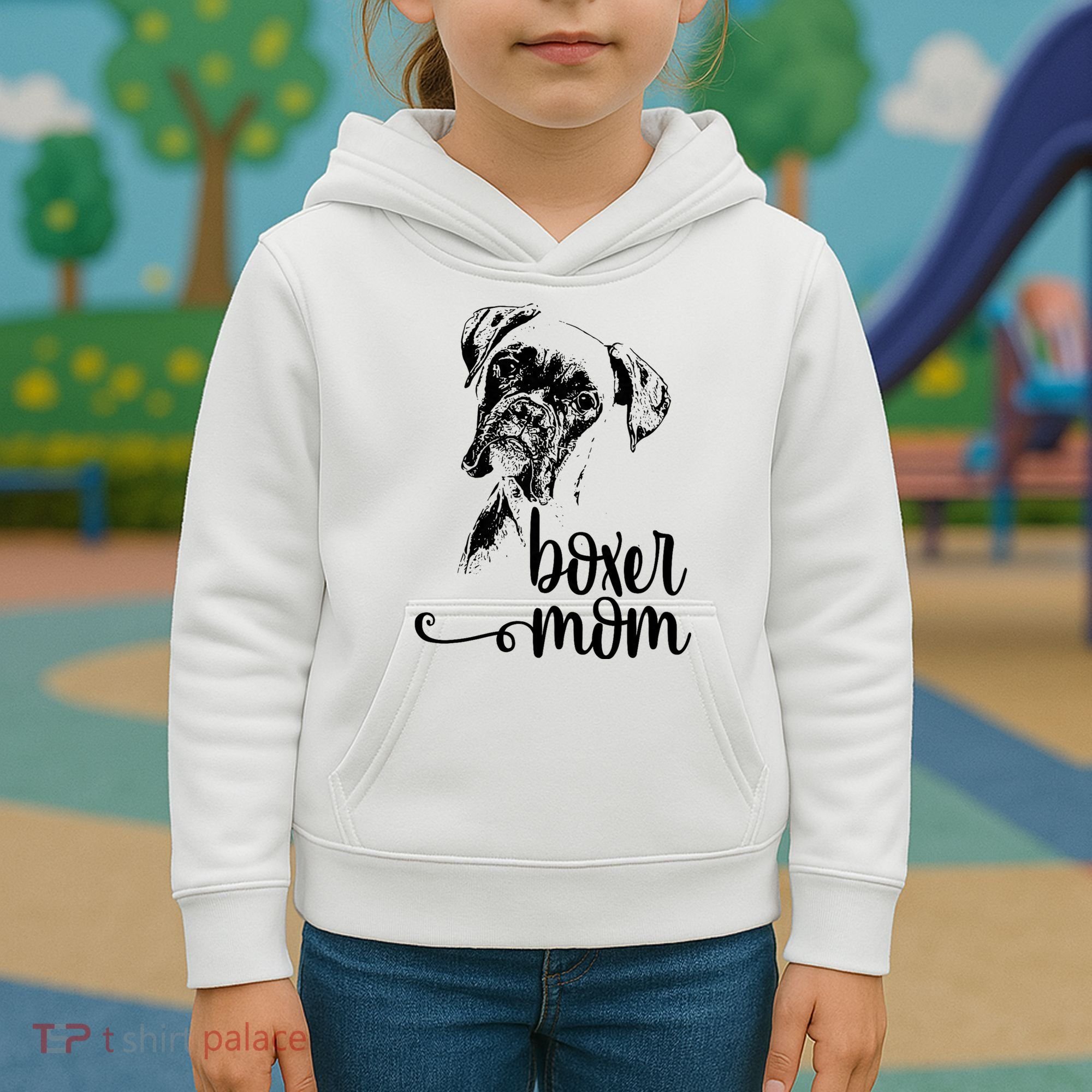 Boxer Mom Dog Face Dog Lovers Boxer Mom Kids Hoodie