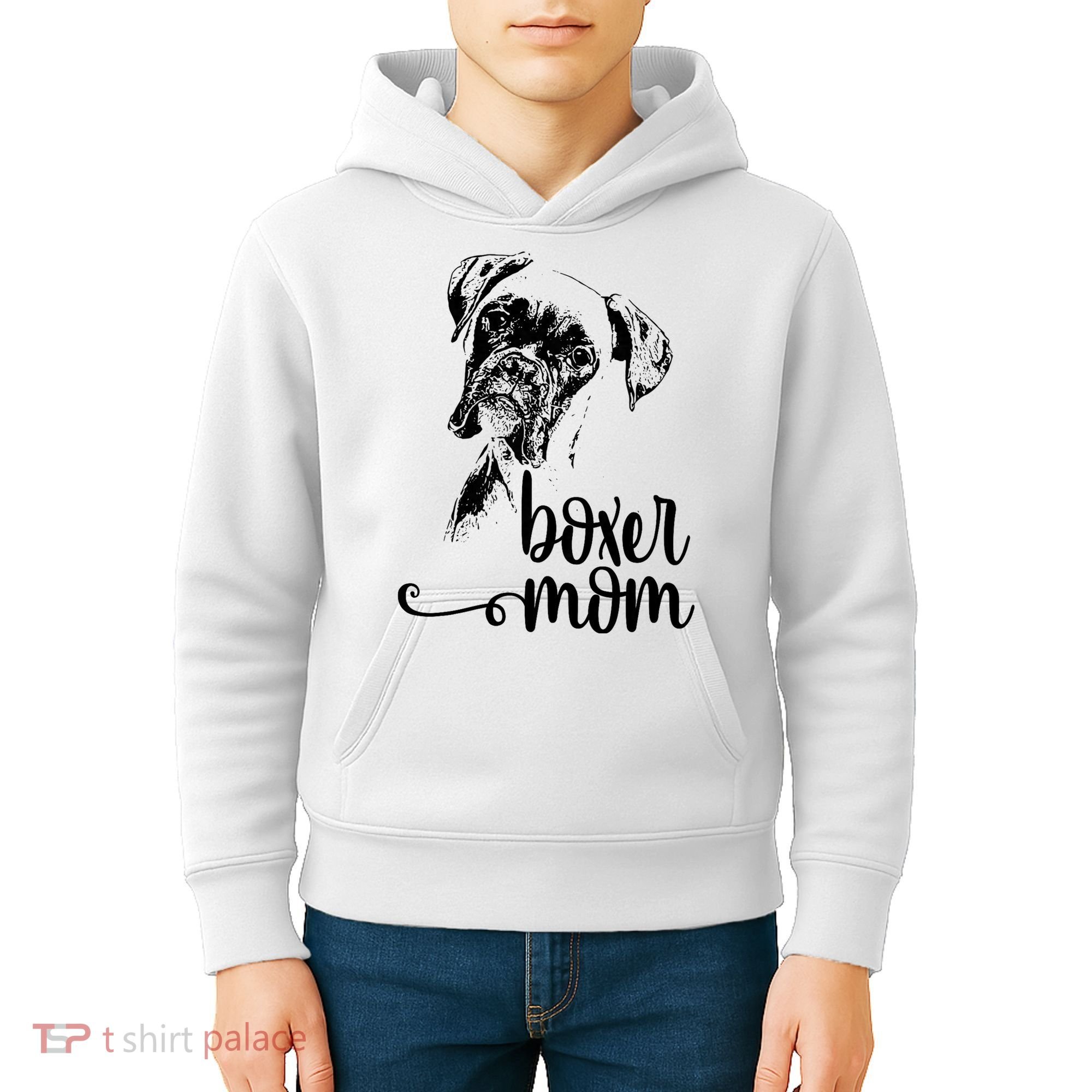 Boxer Mom Dog Face Dog Lovers Boxer Mom Kids Hoodie