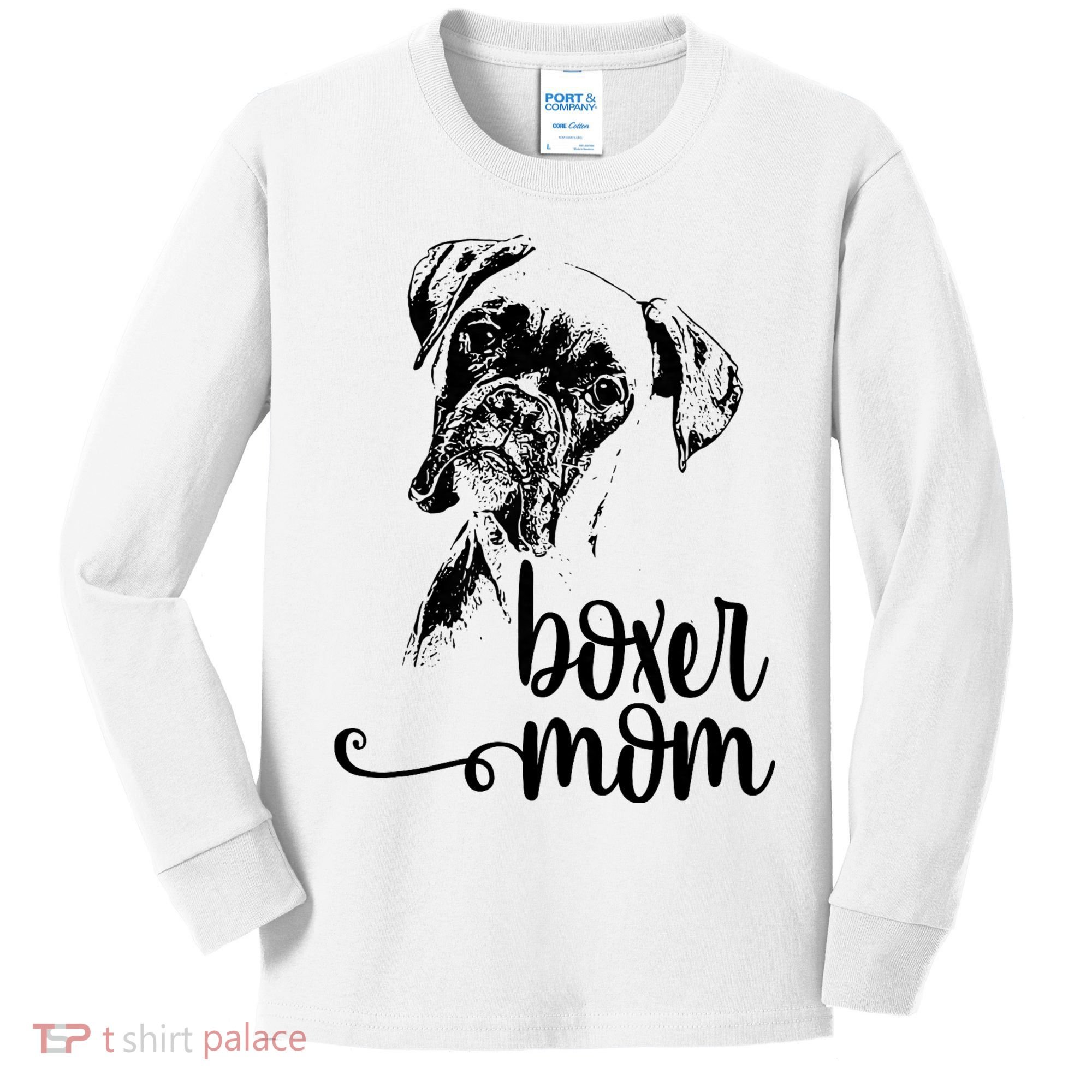 Boxer Mom Dog Face Dog Lovers Boxer Mom Kids Long Sleeve Shirt