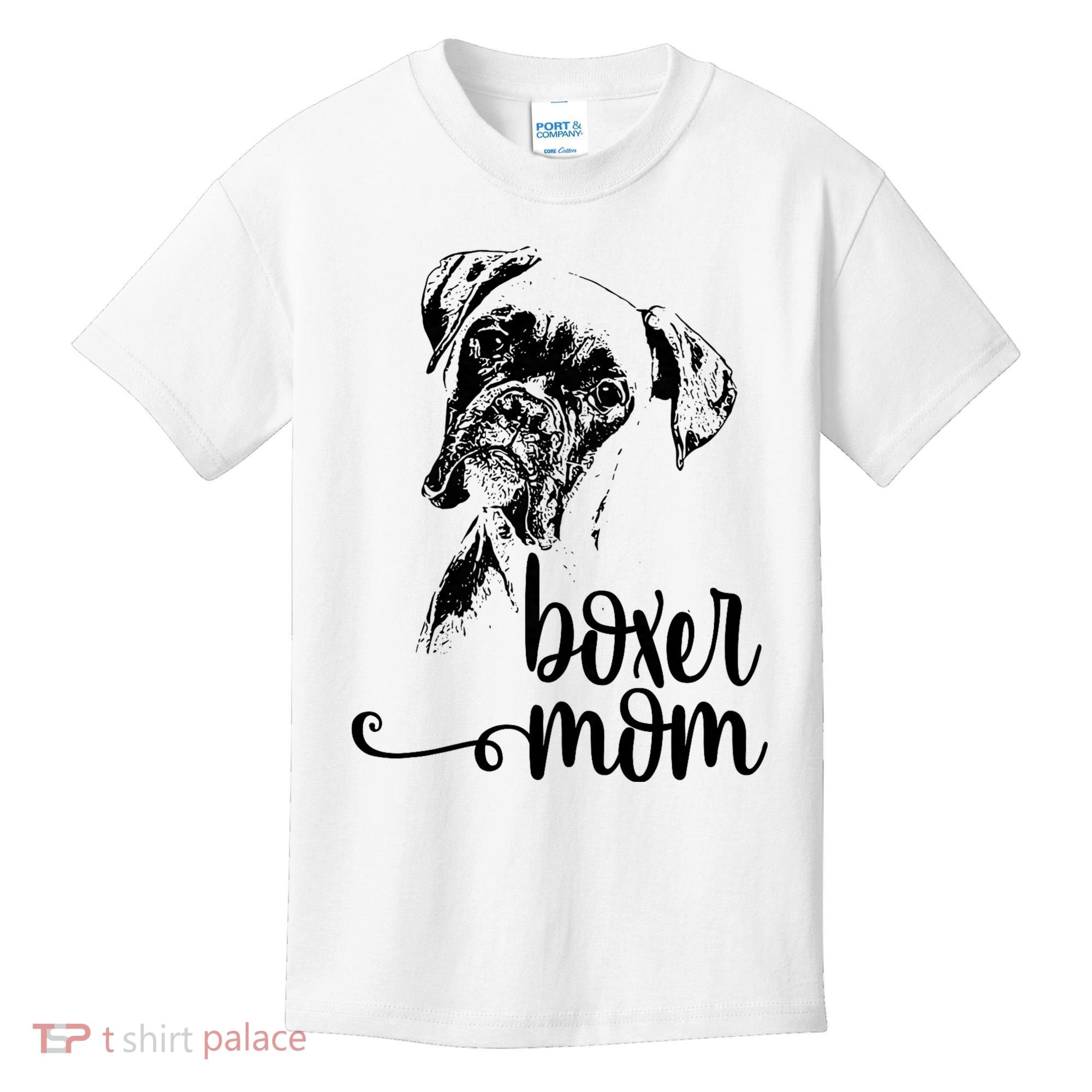 Boxer Mom Dog Face Dog Lovers Boxer Mom Kids T-Shirt