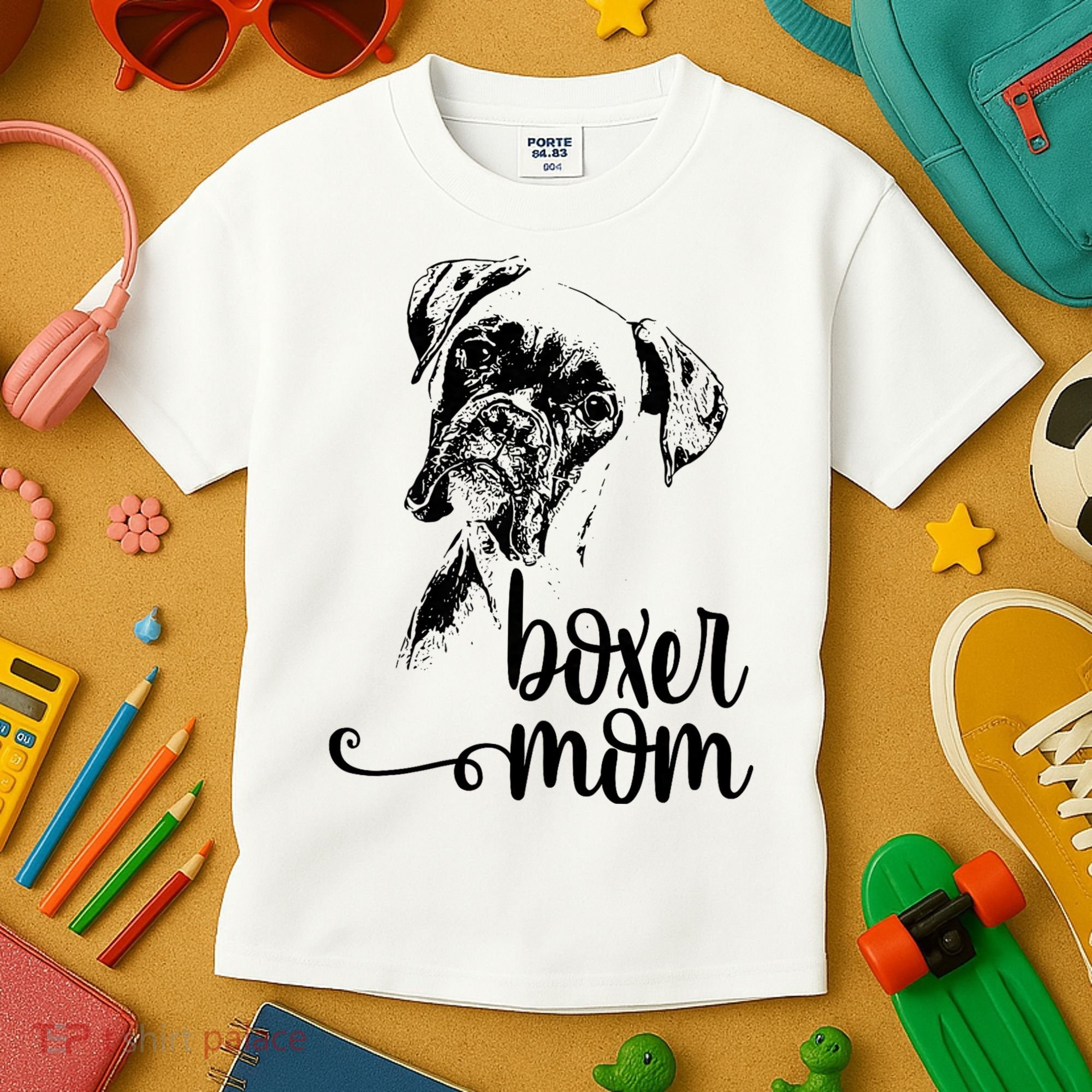 Boxer Mom Dog Face Dog Lovers Boxer Mom Kids T-Shirt