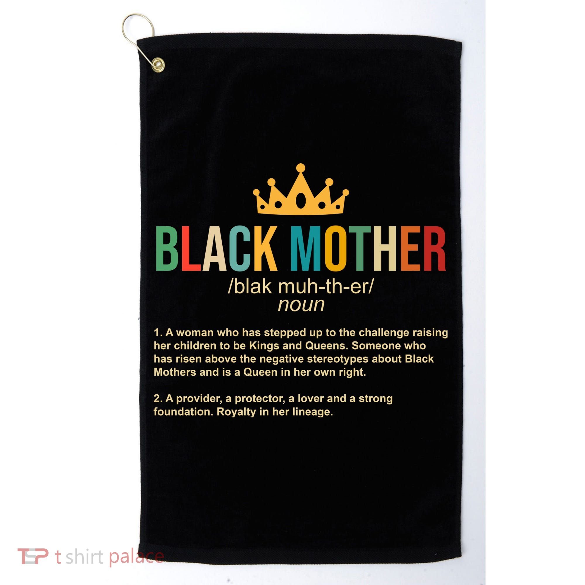 Black Mother Definition Crown Golf Towel