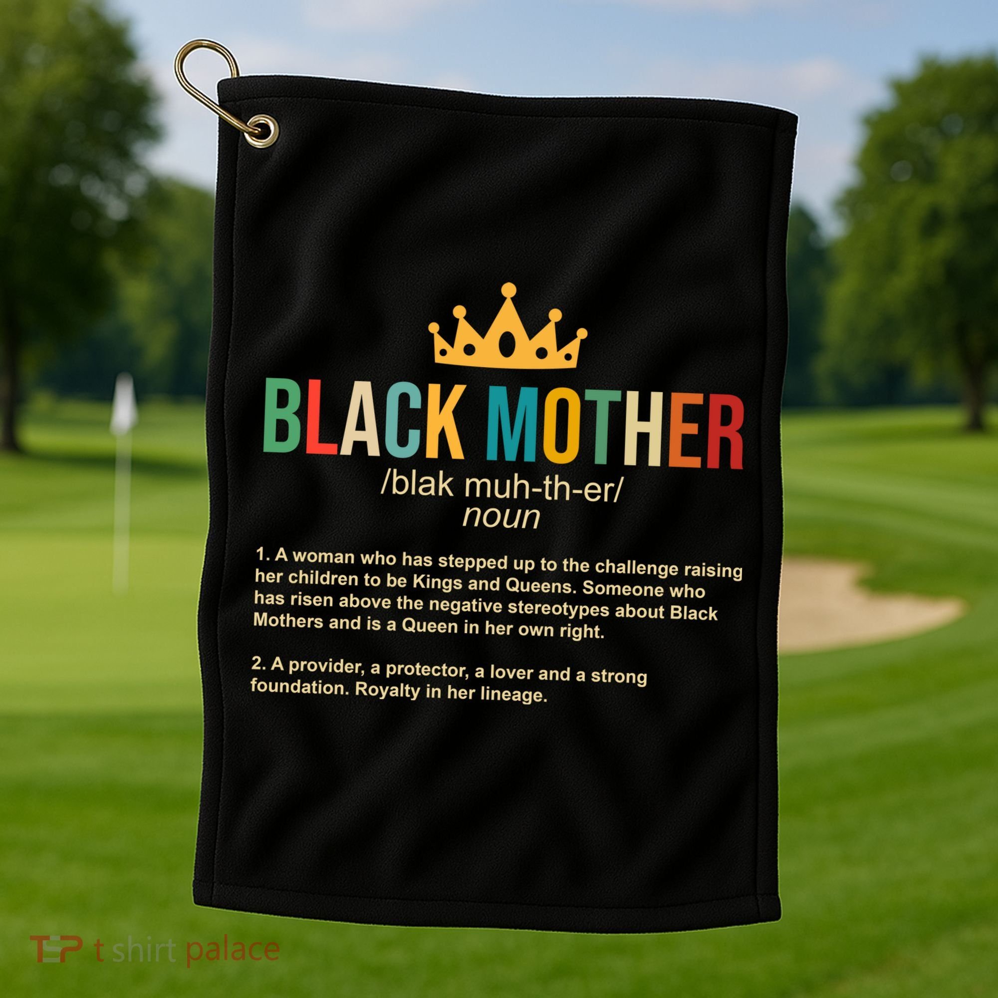 Black Mother Definition Crown Golf Towel