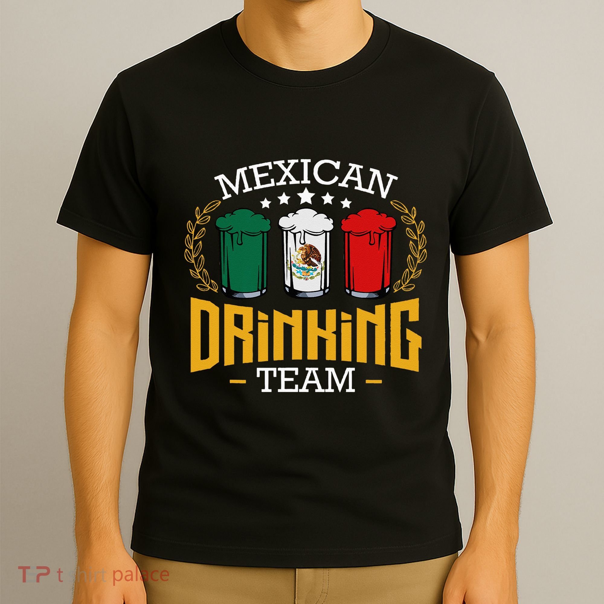 Beer Mexican Drinking Team Mexico Flag Funny Beer Pub Party T-Shirt