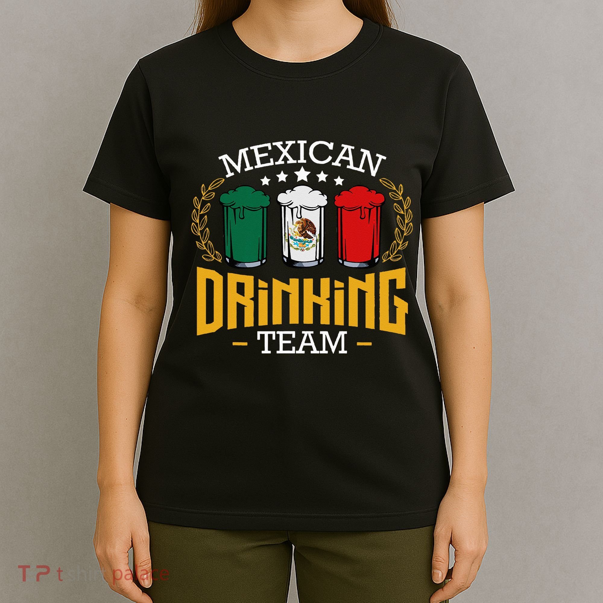 Beer Mexican Drinking Team Mexico Flag Funny Beer Pub Party T-Shirt