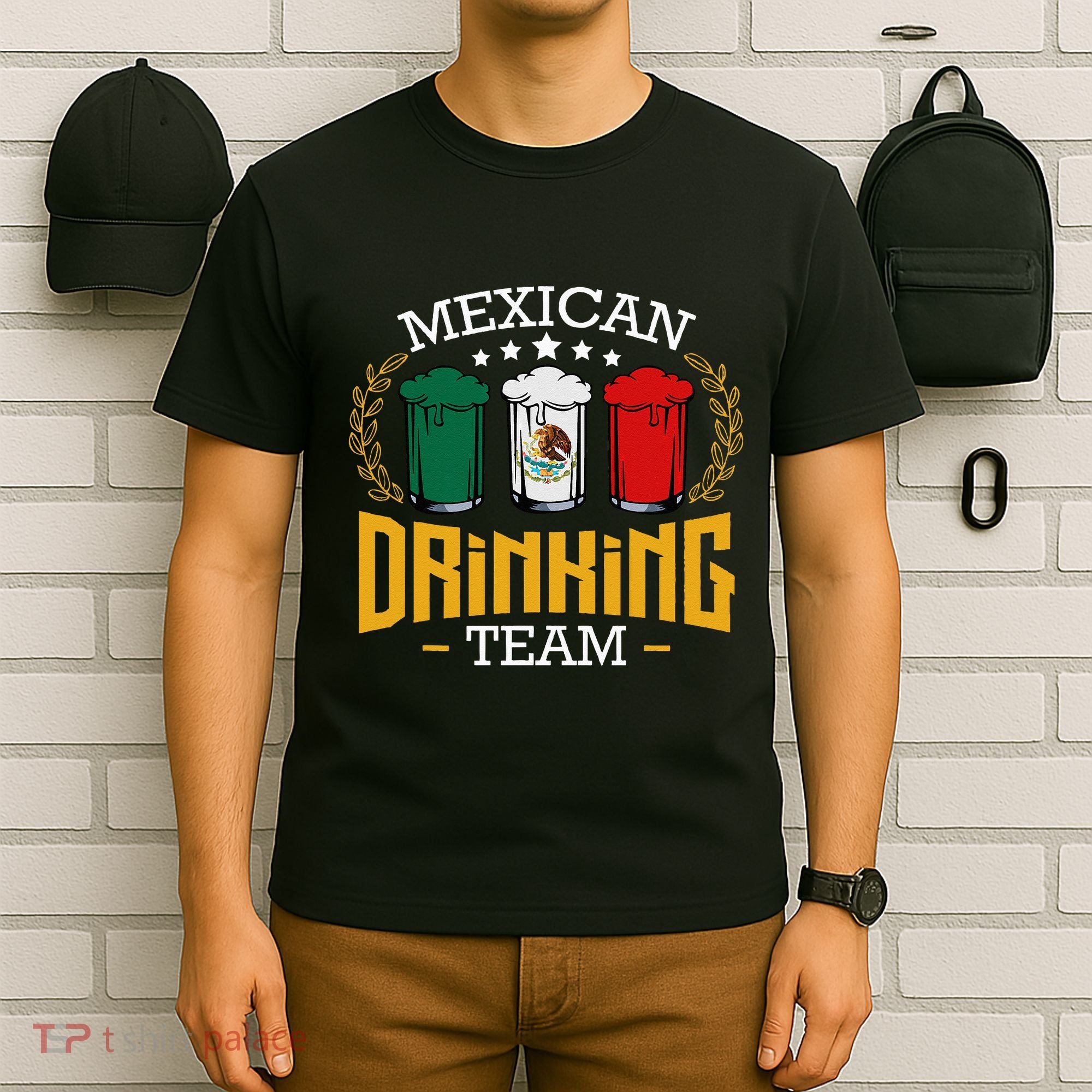 Beer Mexican Drinking Team Mexico Flag Funny Beer Pub Party T-Shirt