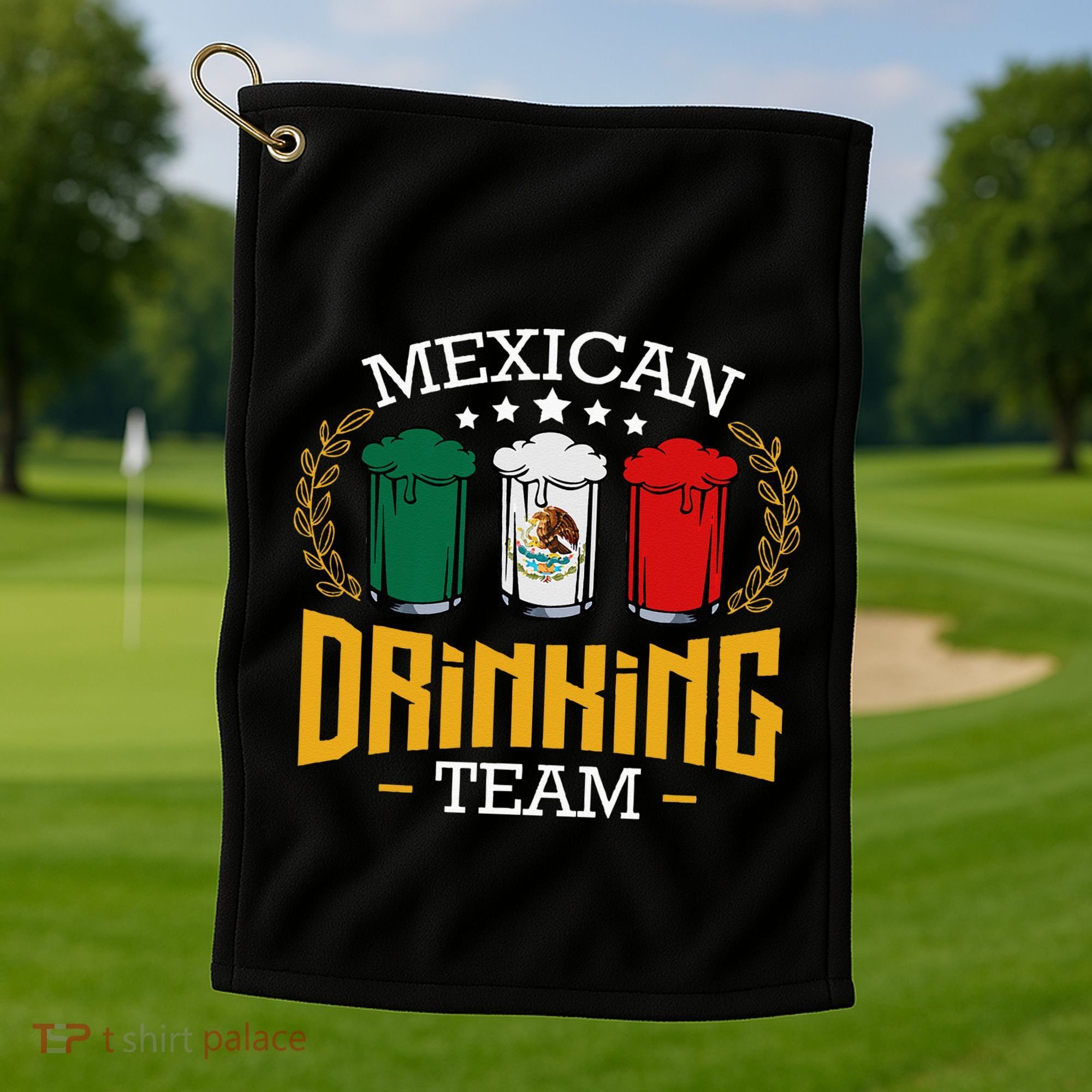 Beer Mexican Drinking Team Mexico Flag Funny Beer Pub Party Golf Towel