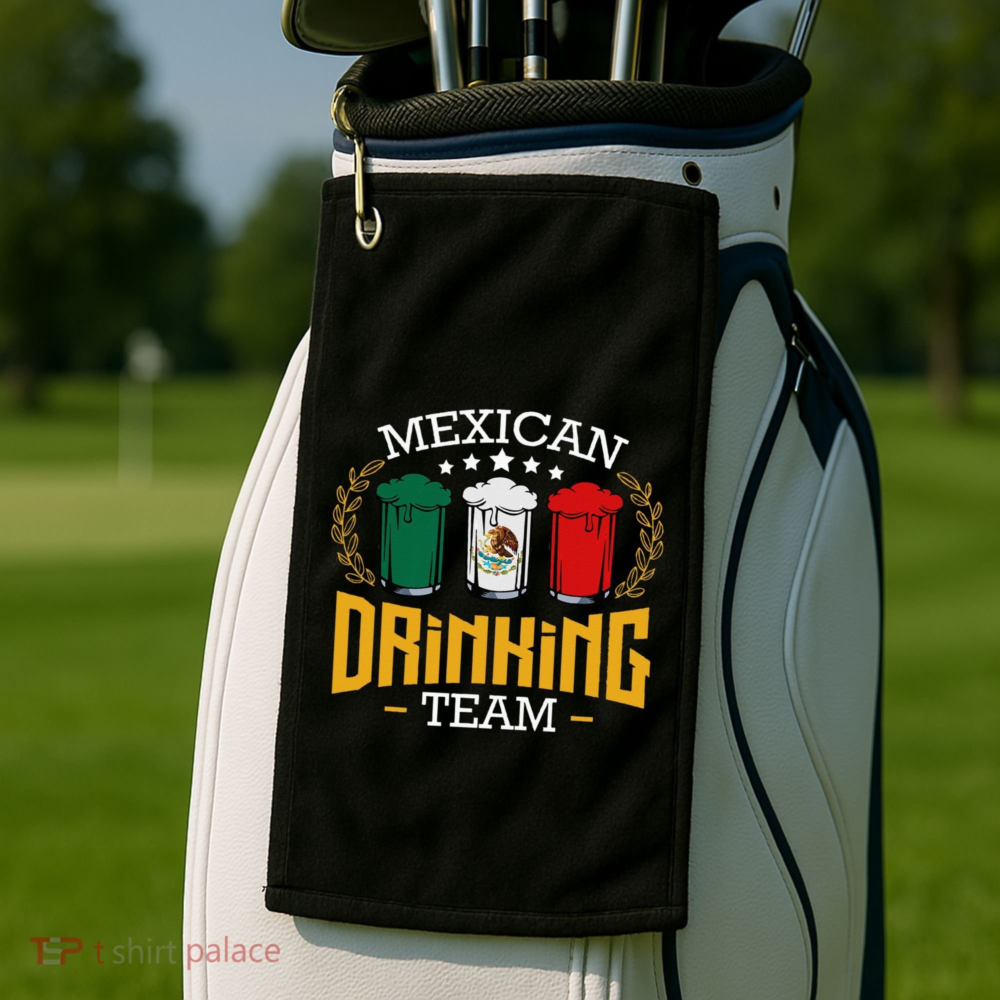 Beer Mexican Drinking Team Mexico Flag Funny Beer Pub Party Golf Towel