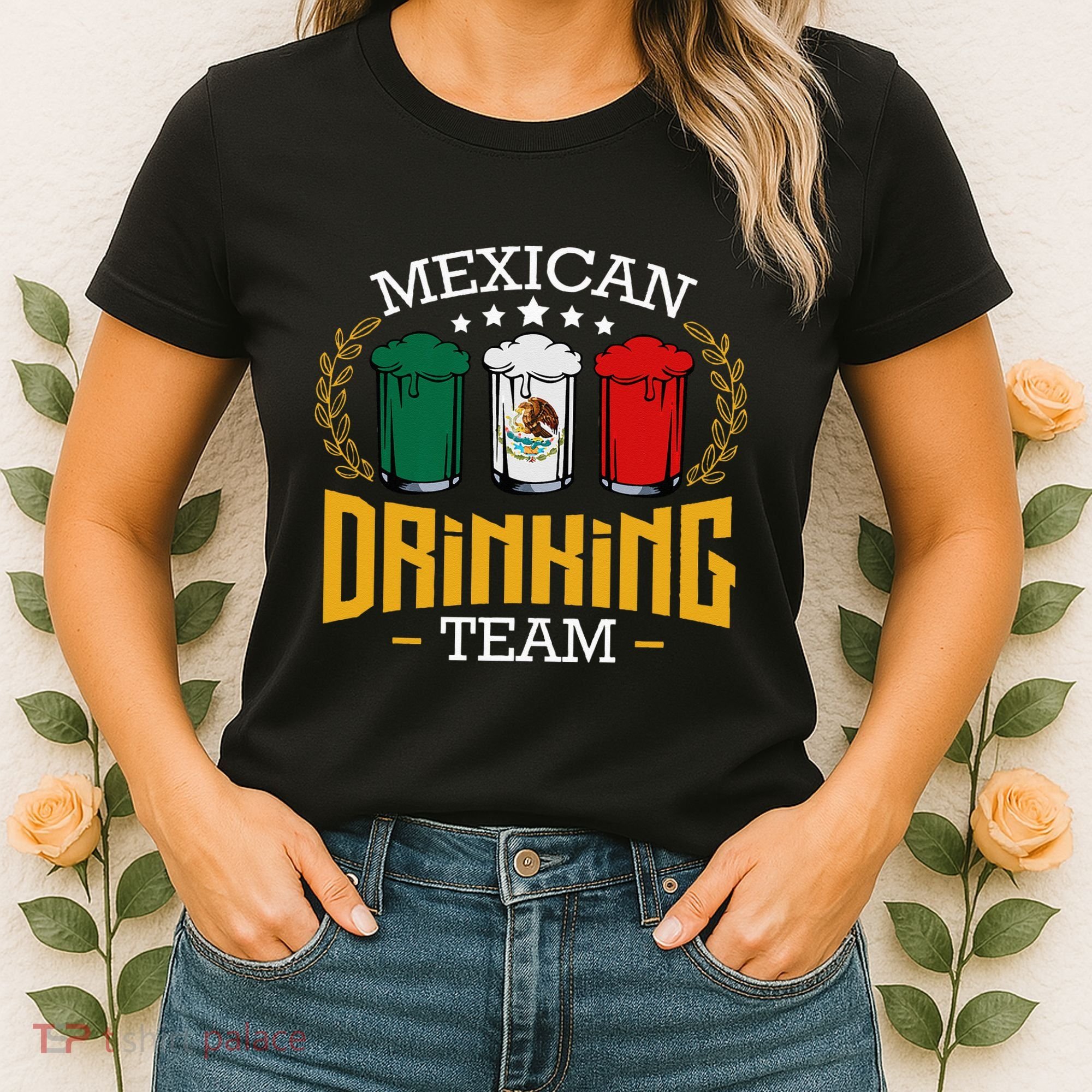 Beer Mexican Drinking Team Mexico Flag Funny Beer Pub Party Women's T-Shirt
