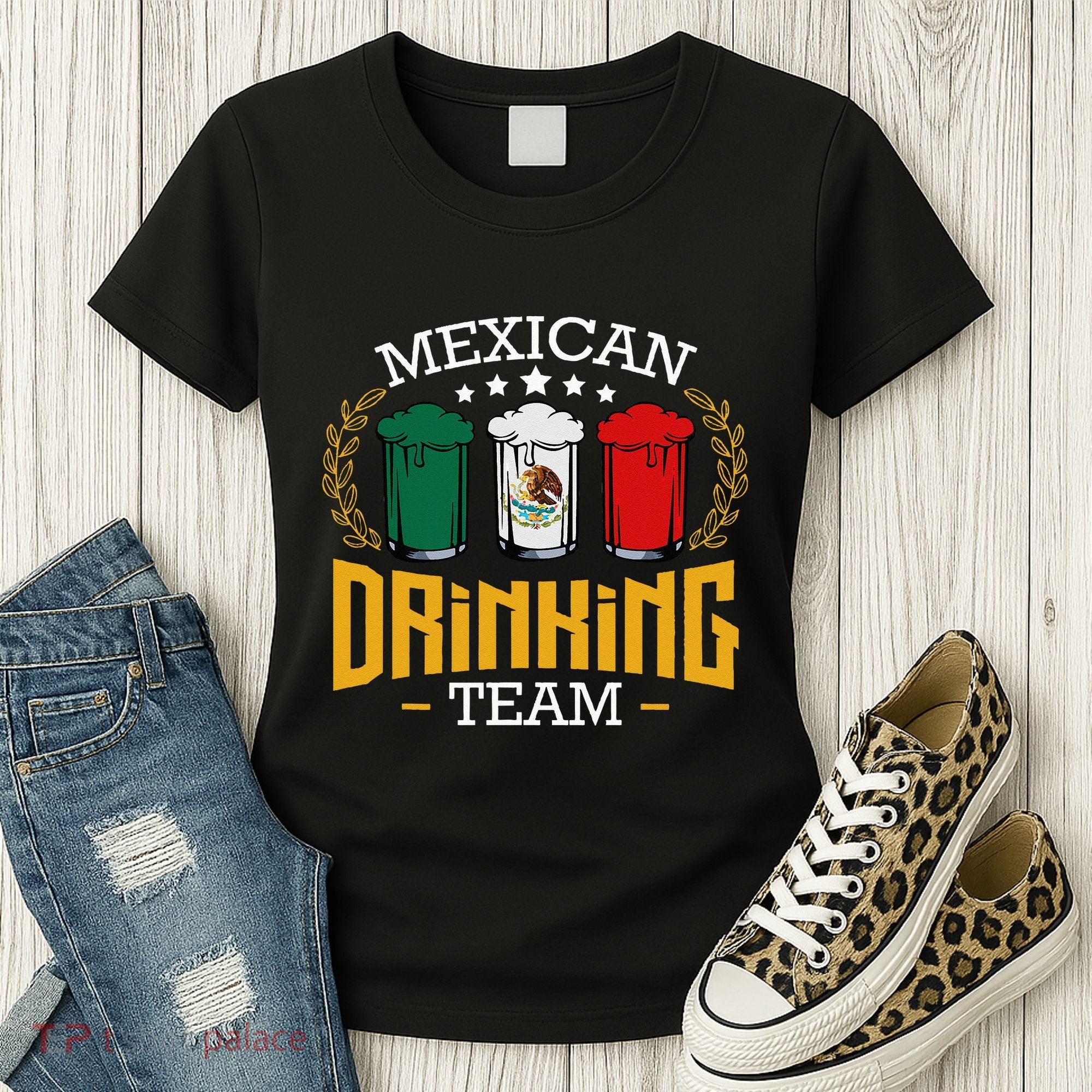 Beer Mexican Drinking Team Mexico Flag Funny Beer Pub Party Women's T-Shirt