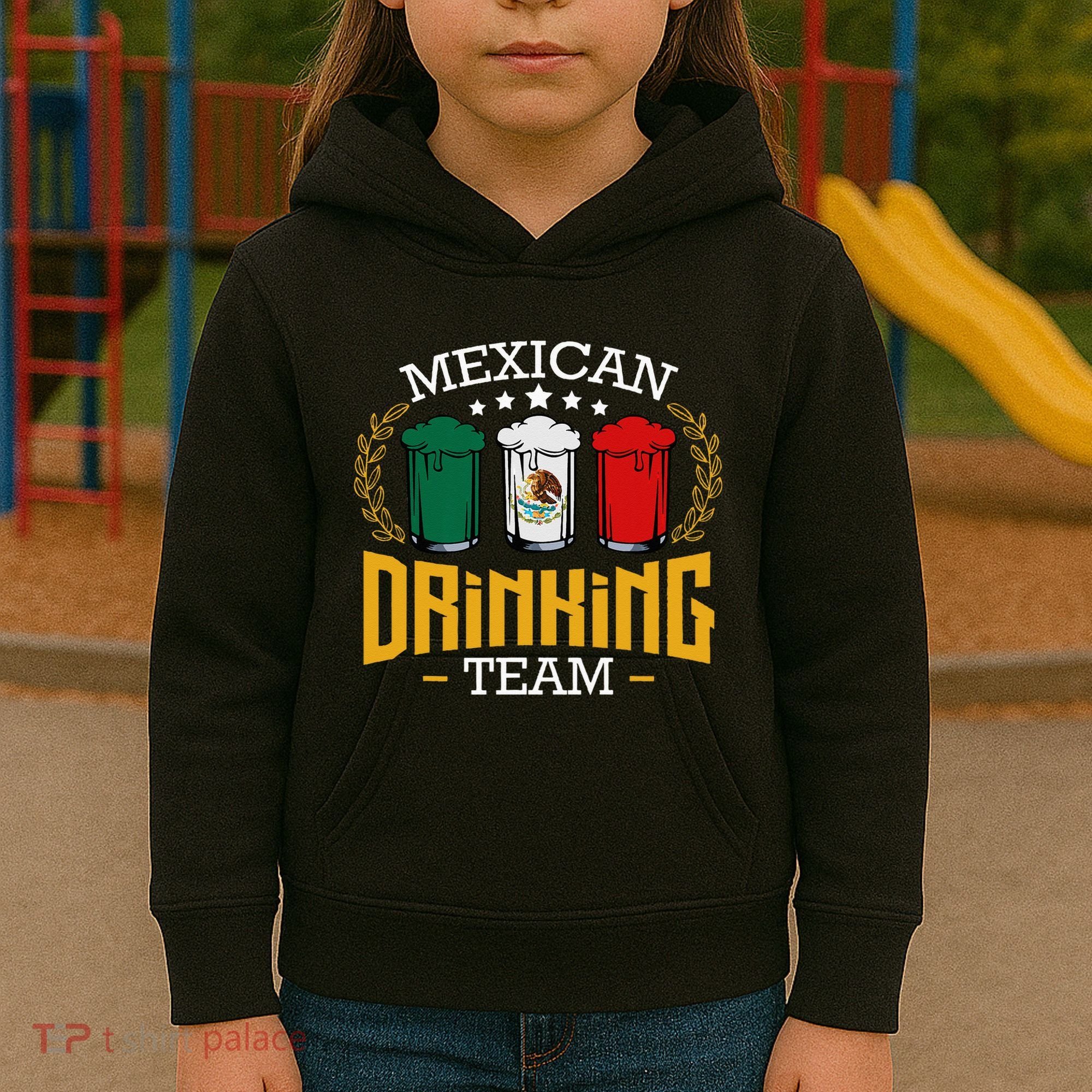 Beer Mexican Drinking Team Mexico Flag Funny Beer Pub Party Kids Hoodie