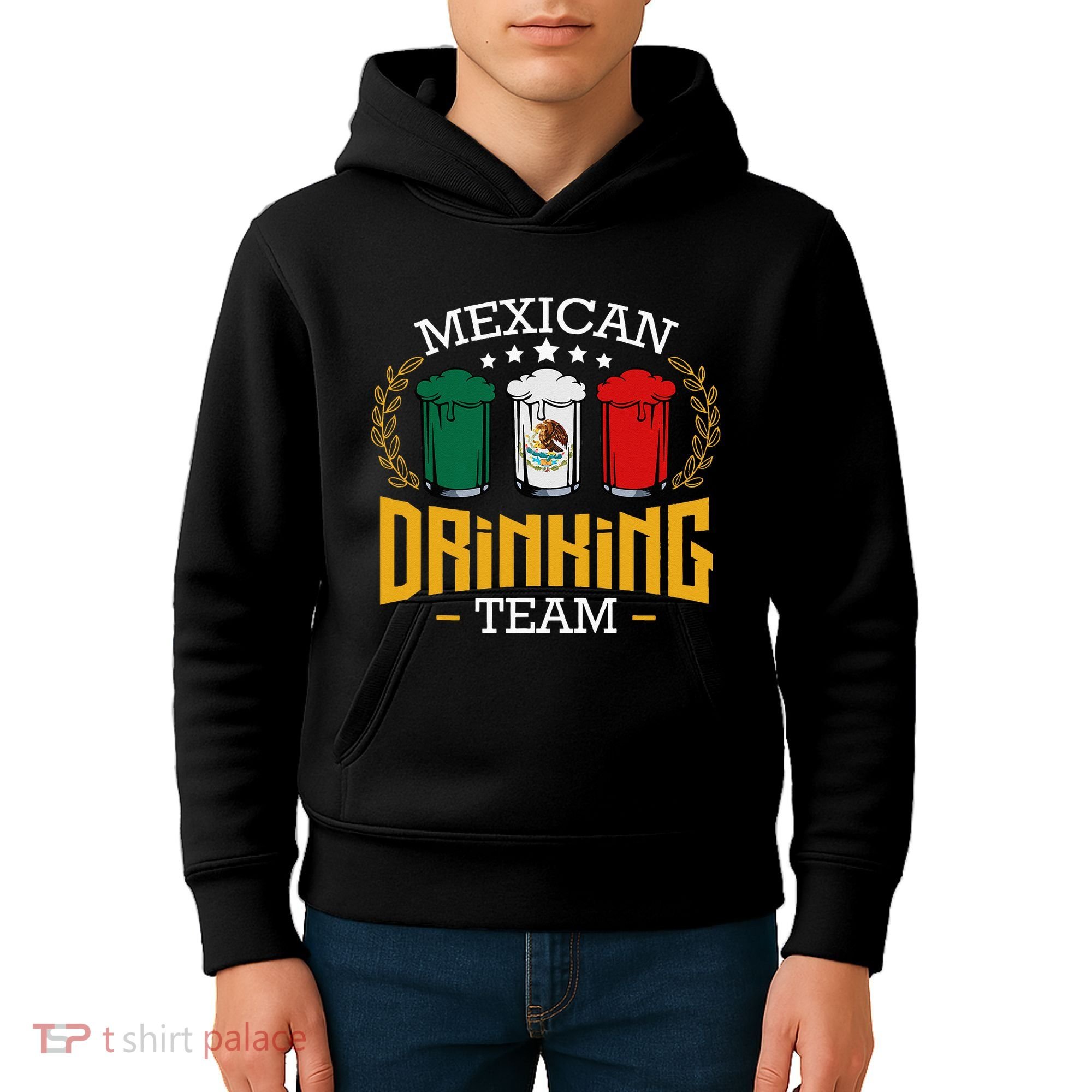 Beer Mexican Drinking Team Mexico Flag Funny Beer Pub Party Kids Hoodie