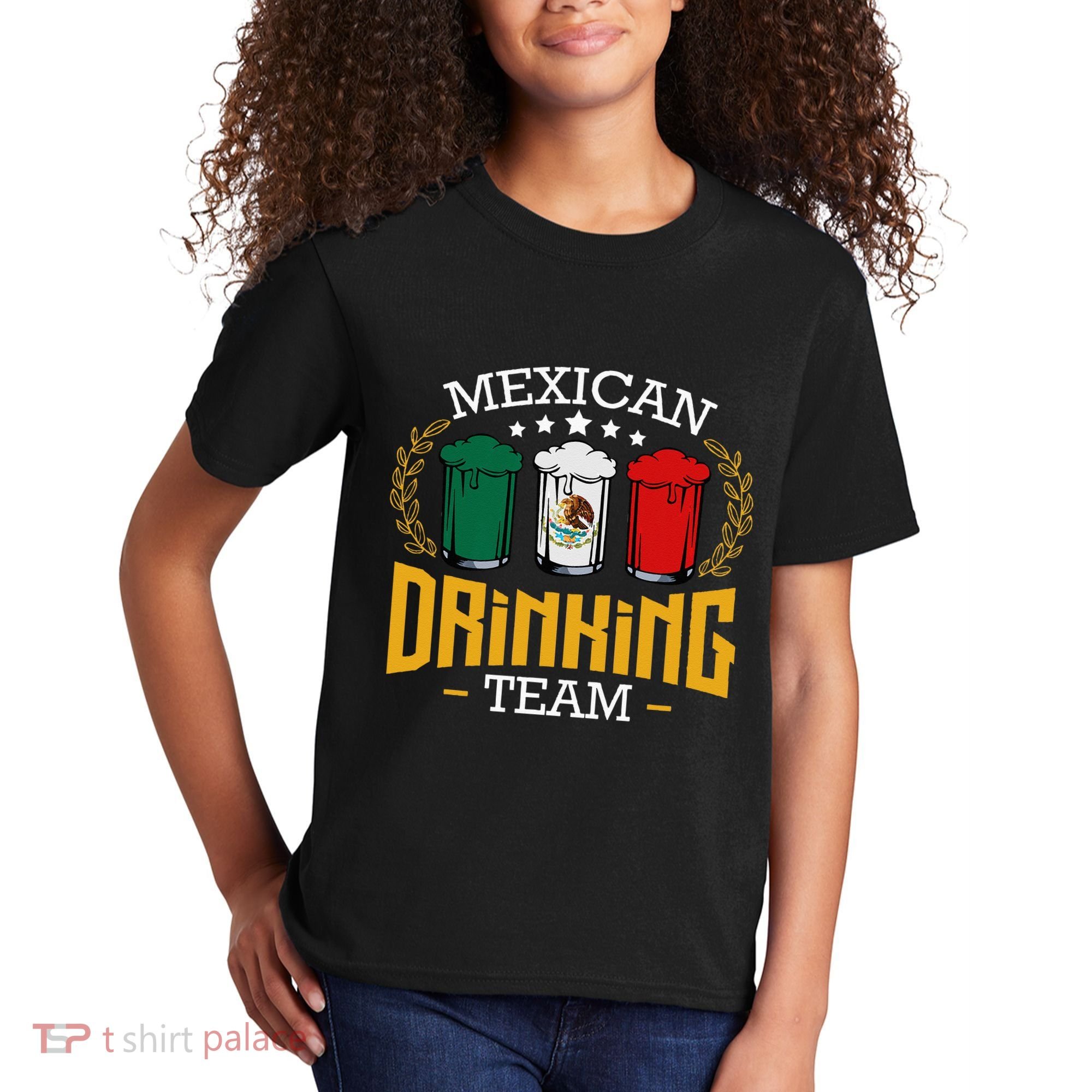 Beer Mexican Drinking Team Mexico Flag Funny Beer Pub Party Kids T-Shirt