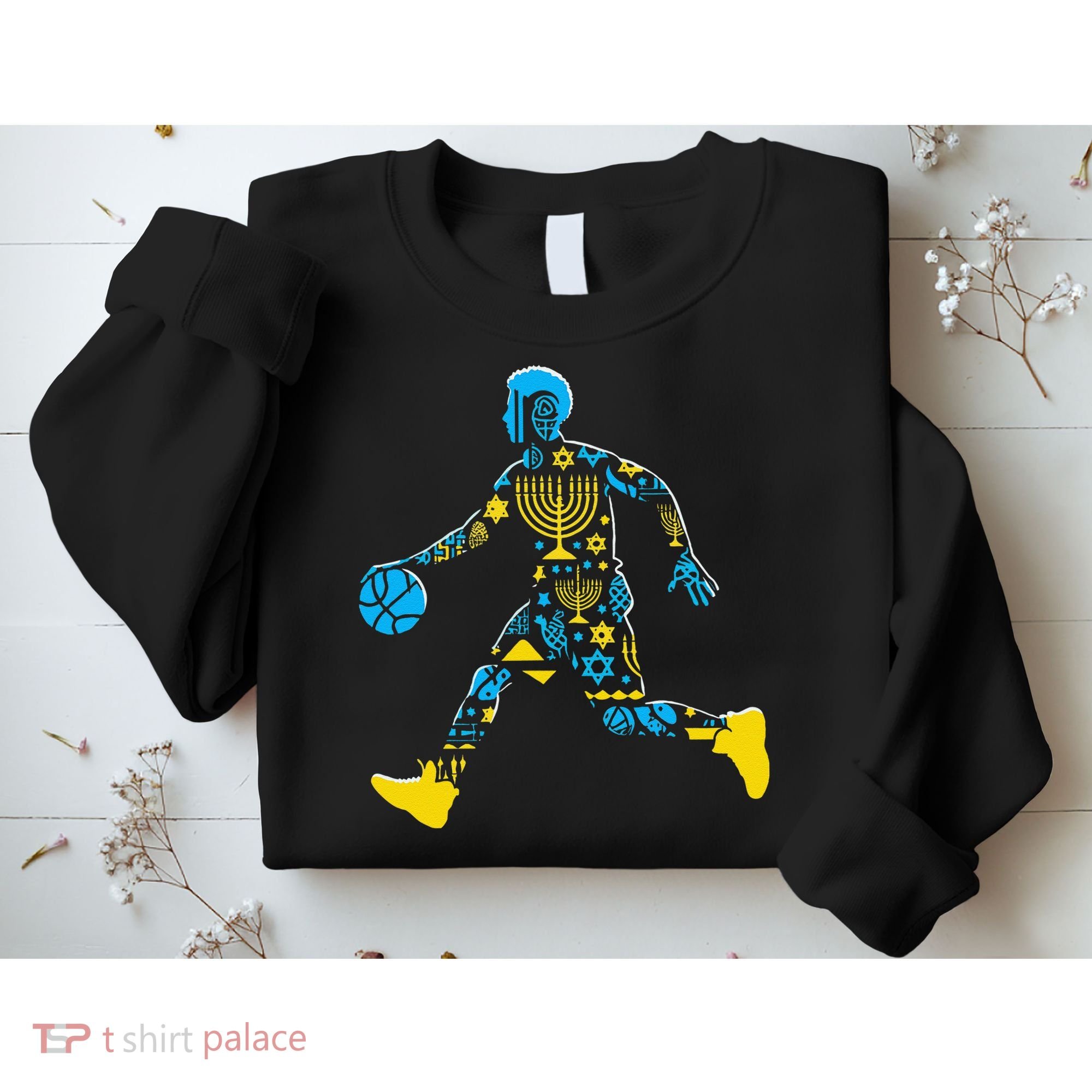 Basketball Menorah Dreidel Jewish Hanukkah Sweatshirt