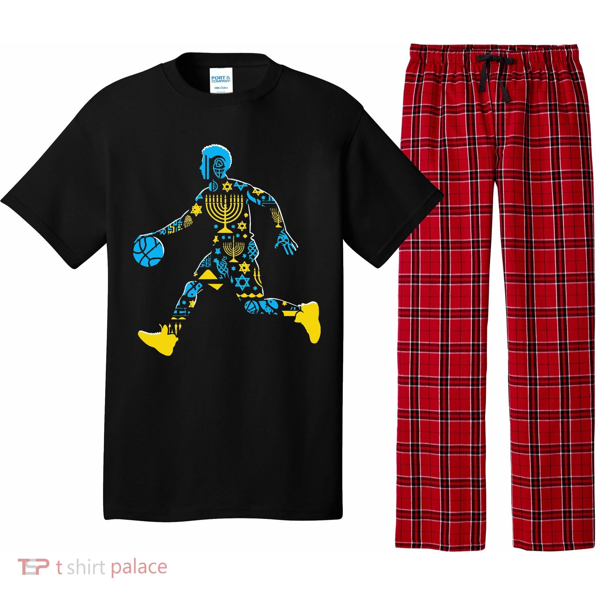 Basketball Menorah Dreidel Jewish Hanukkah Pajama Set
