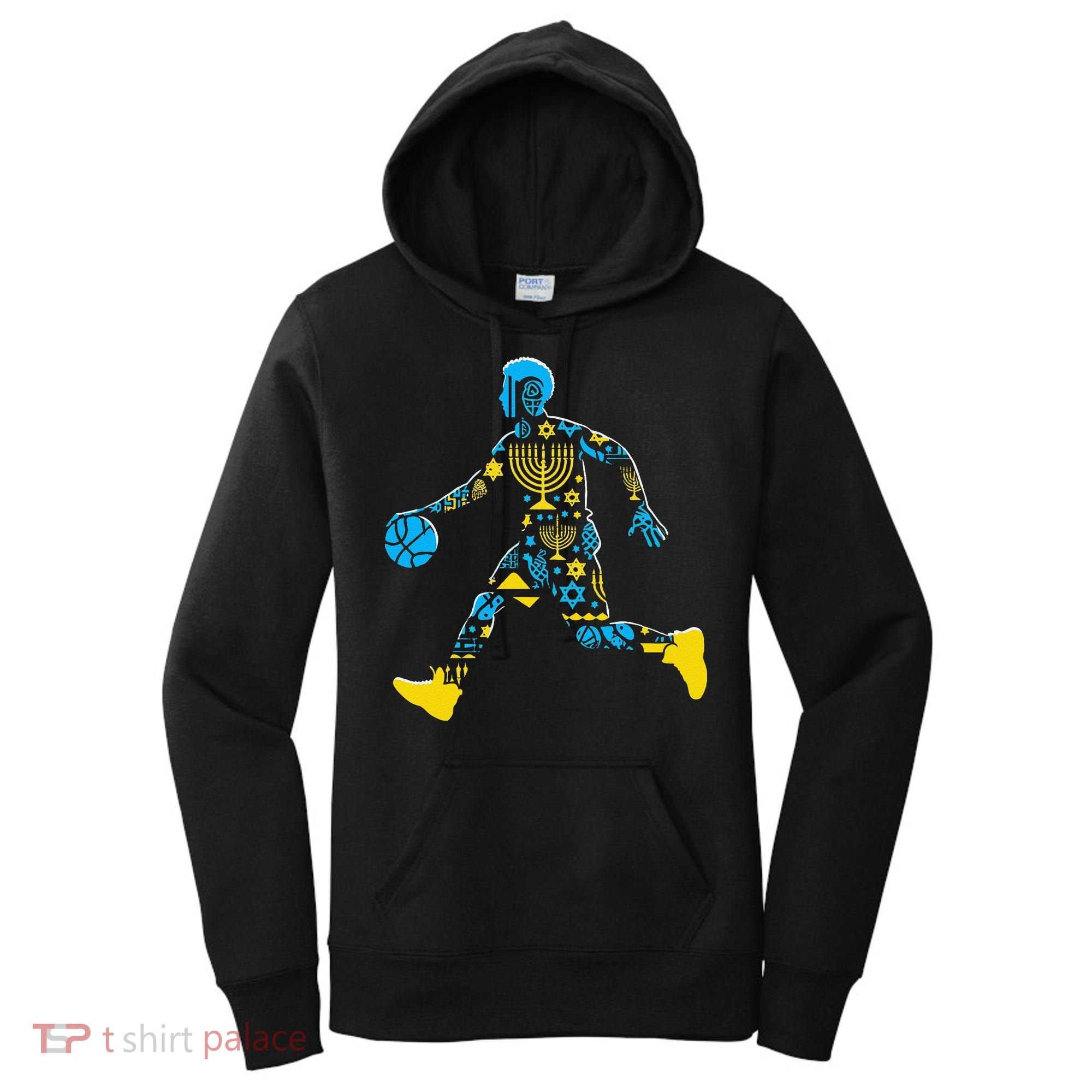 Basketball Menorah Dreidel Jewish Hanukkah Women's Hoodie