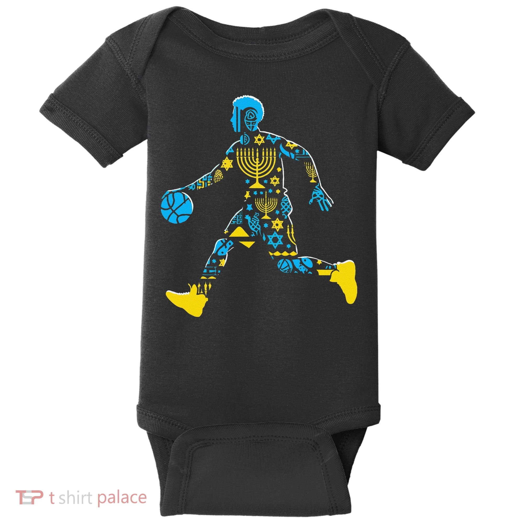 Basketball Menorah Dreidel Jewish Hanukkah Baby Bodysuit