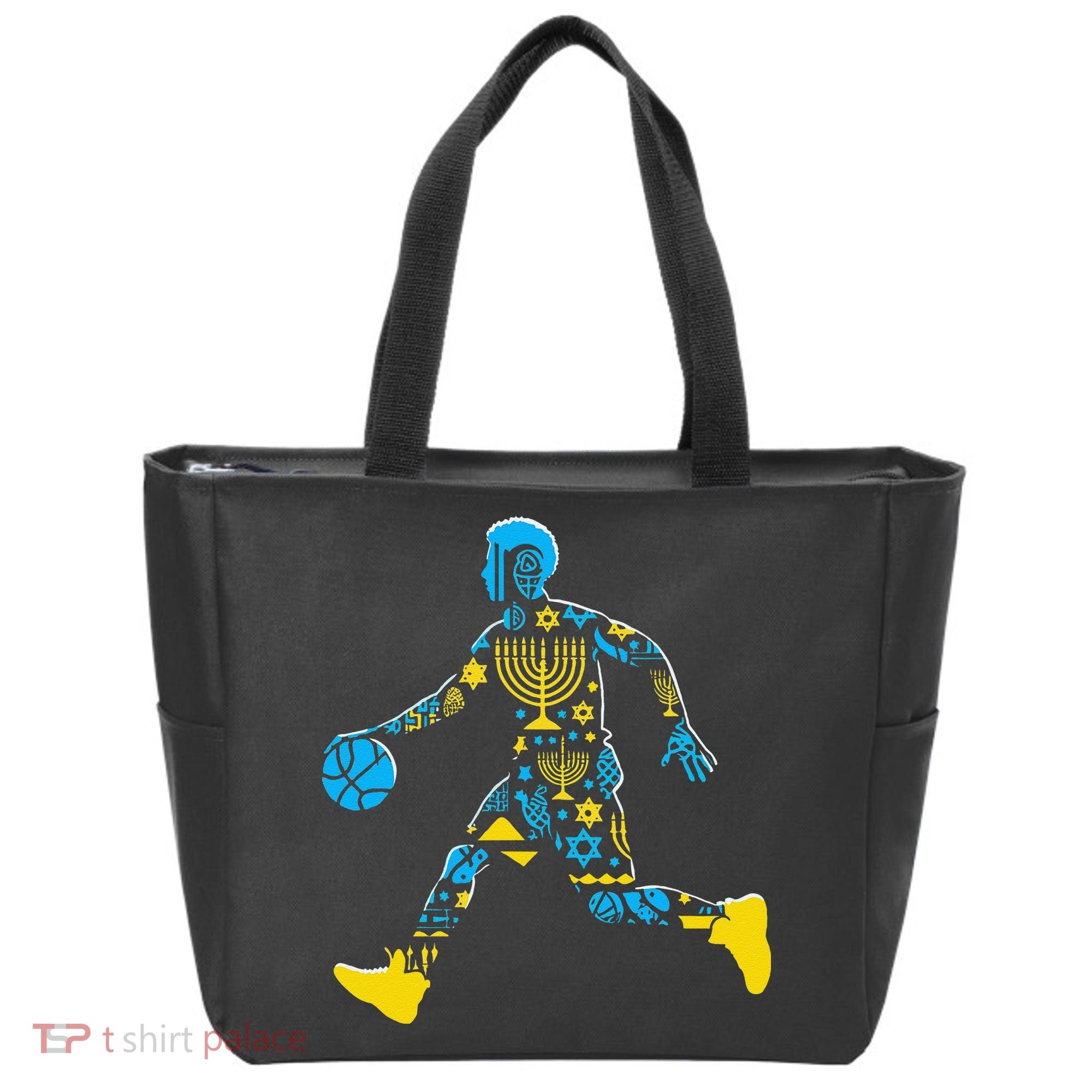Basketball Menorah Dreidel Jewish Hanukkah Tote Bag