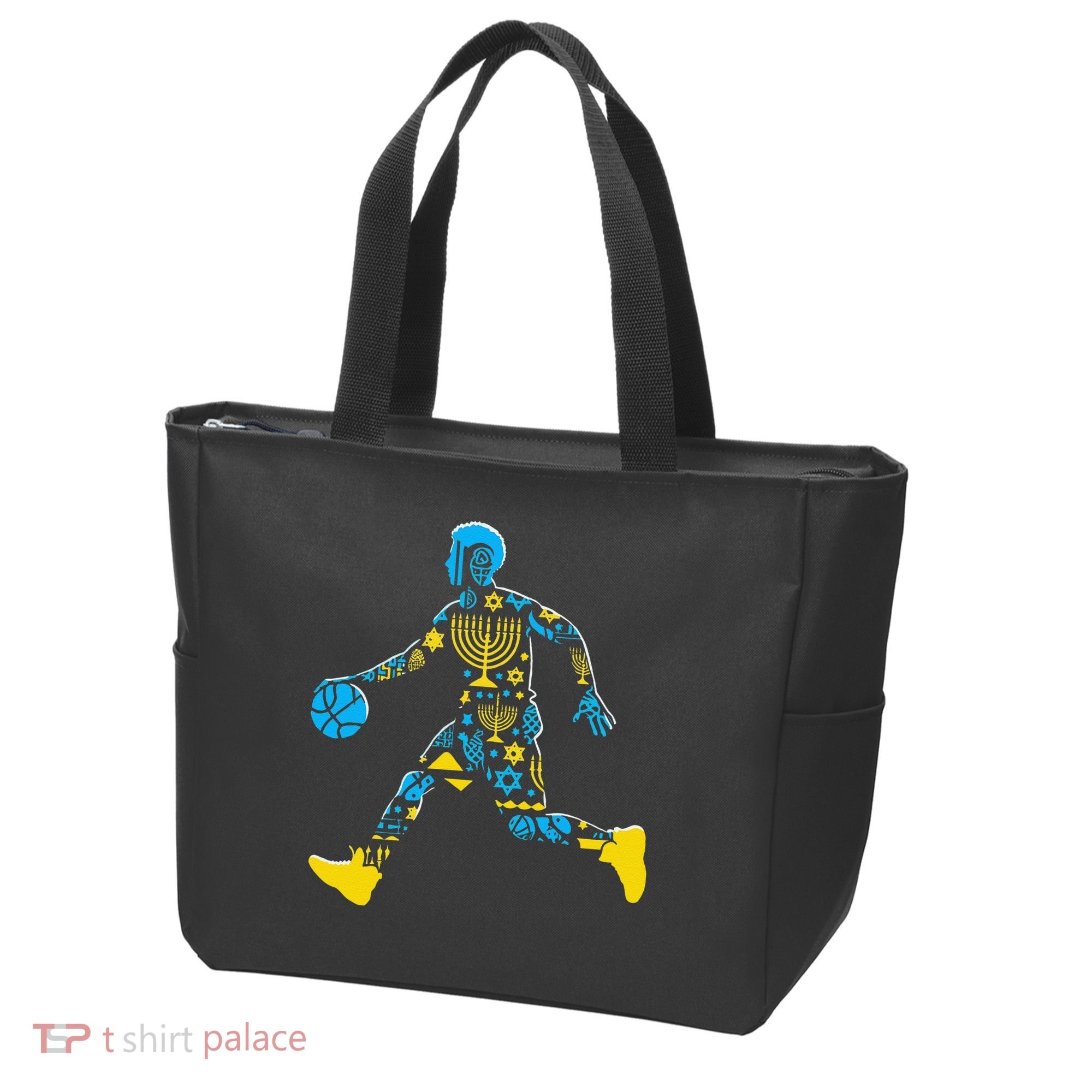 Basketball Menorah Dreidel Jewish Hanukkah Tote Bag
