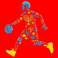 Basketball Menorah Dreidel Jewish Hanukkah Santa Hat thumb 1