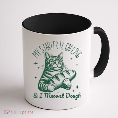 Bread Maker Dough Cat Funny Sourdough Starter Baking Pun Coffee Mug back