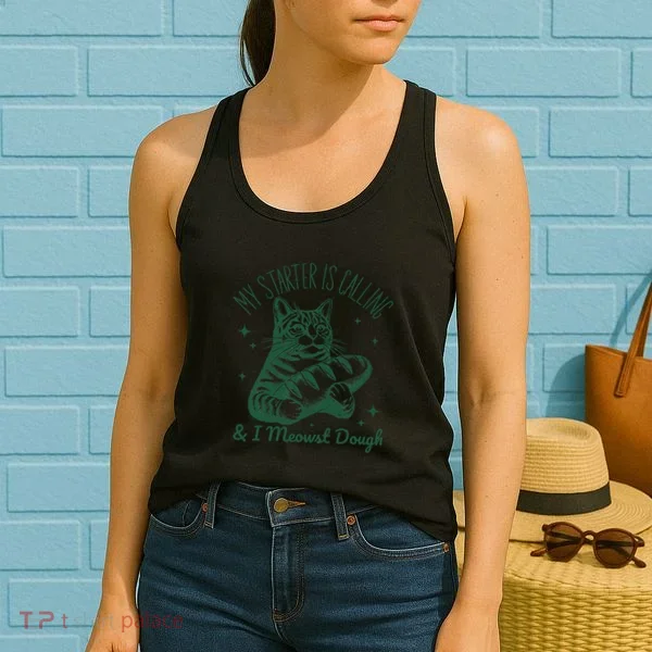 Bread Maker Dough Cat Funny Sourdough Starter Baking Pun Women's Tank Top
