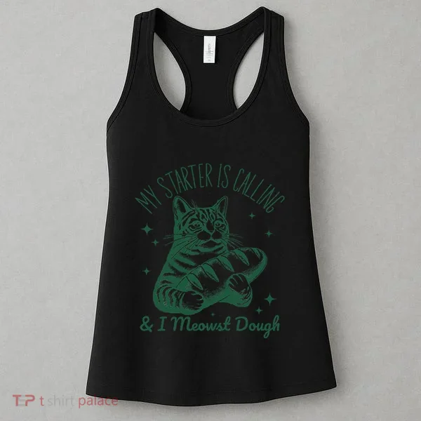 Bread Maker Dough Cat Funny Sourdough Starter Baking Pun Women's Tank Top
