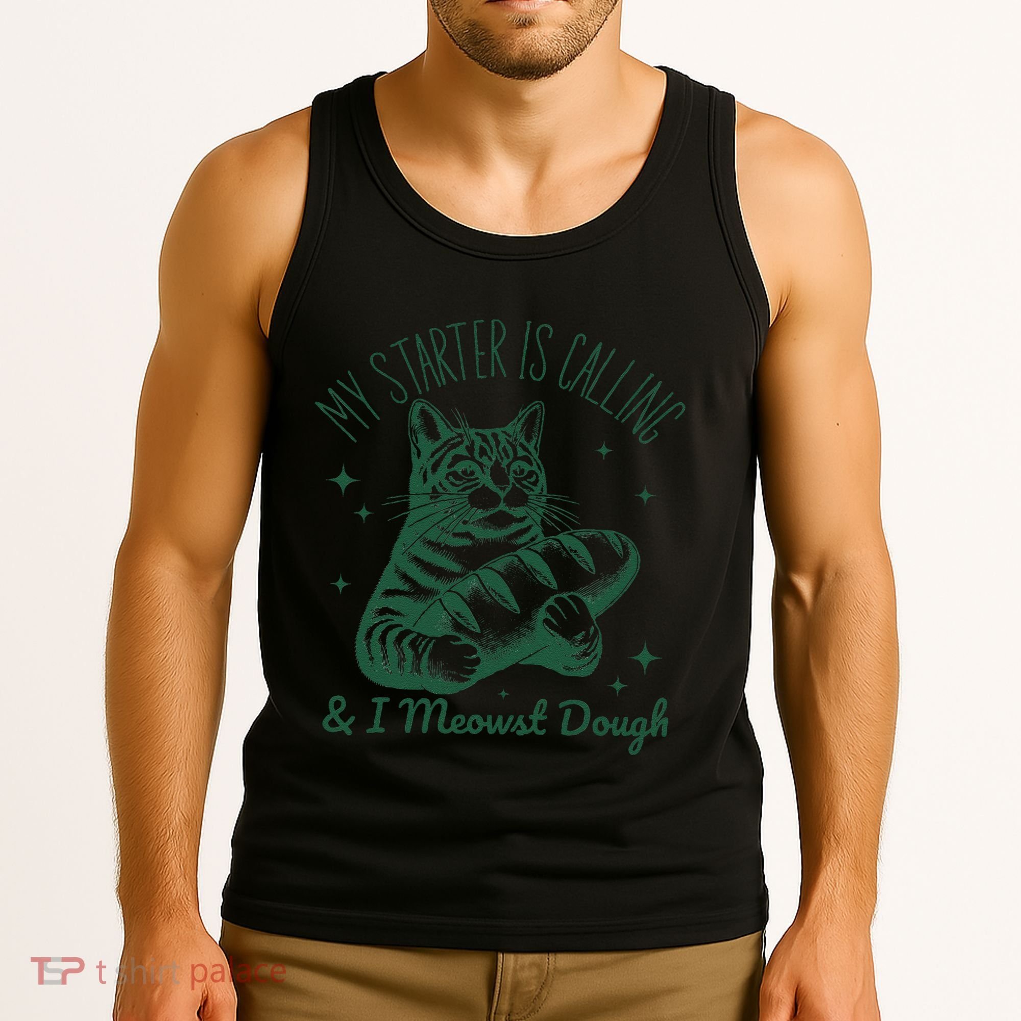 Bread Maker Dough Cat Funny Sourdough Starter Baking Pun Tank Top