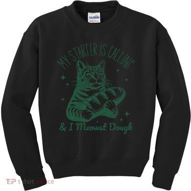 Bread Maker Dough Cat Funny Sourdough Starter Baking Pun Kids Sweatshirt